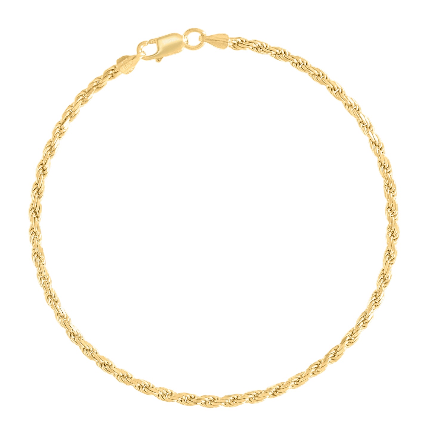 Sterling Silver Yellow-Tone Solid Rope Silver Chain