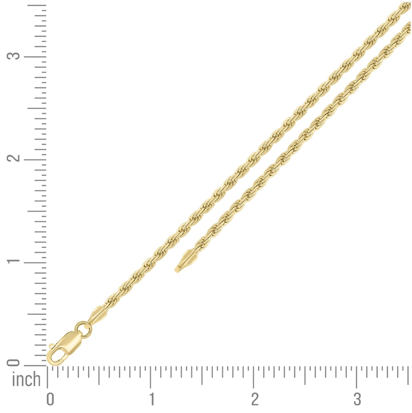 Sterling Silver Yellow-Tone Solid Rope Silver Chain
