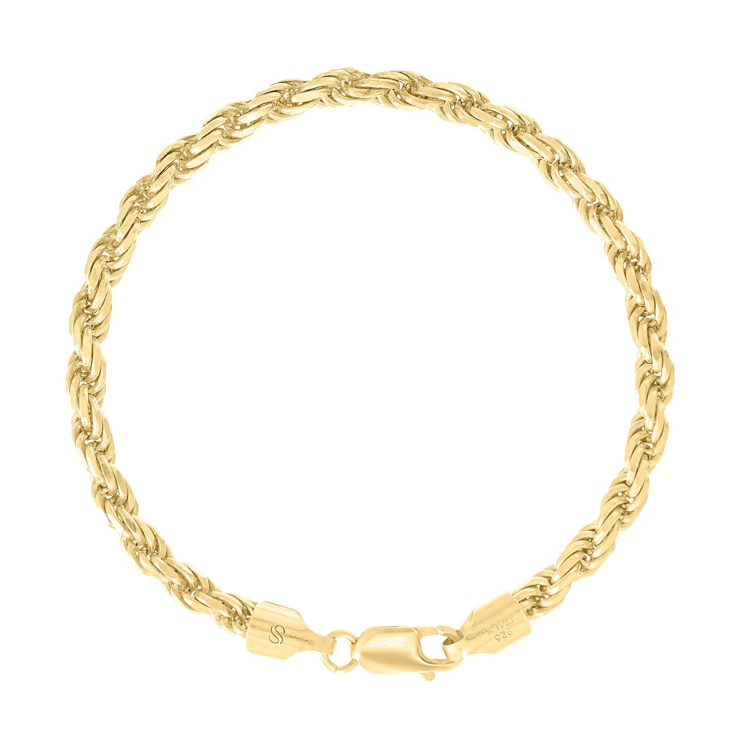 Sterling Silver Yellow-Tone Solid Rope Silver Chain