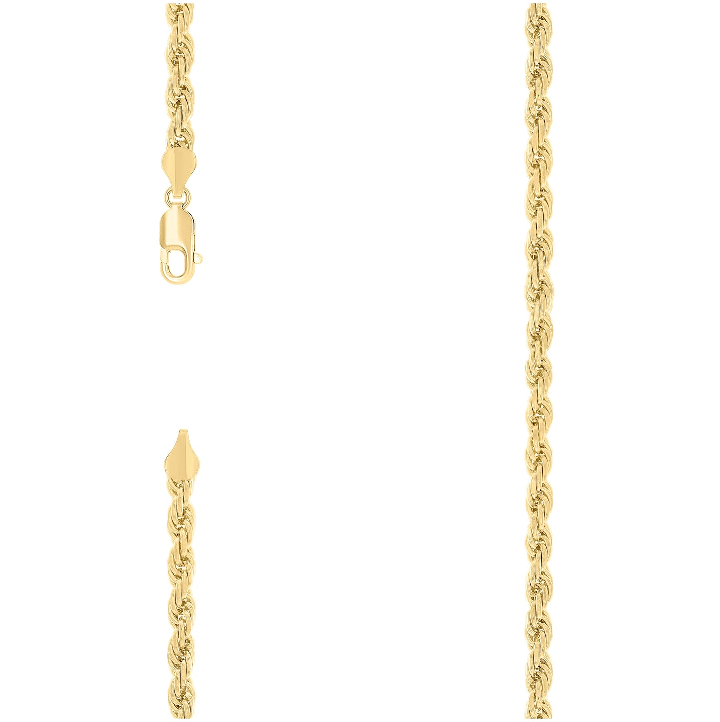 Sterling Silver Yellow-Tone Solid Rope Silver Chain