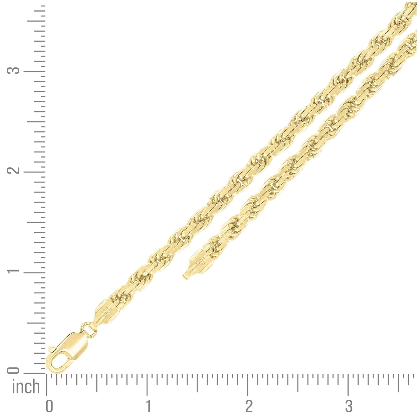 Sterling Silver Yellow-Tone Solid Rope Silver Chain