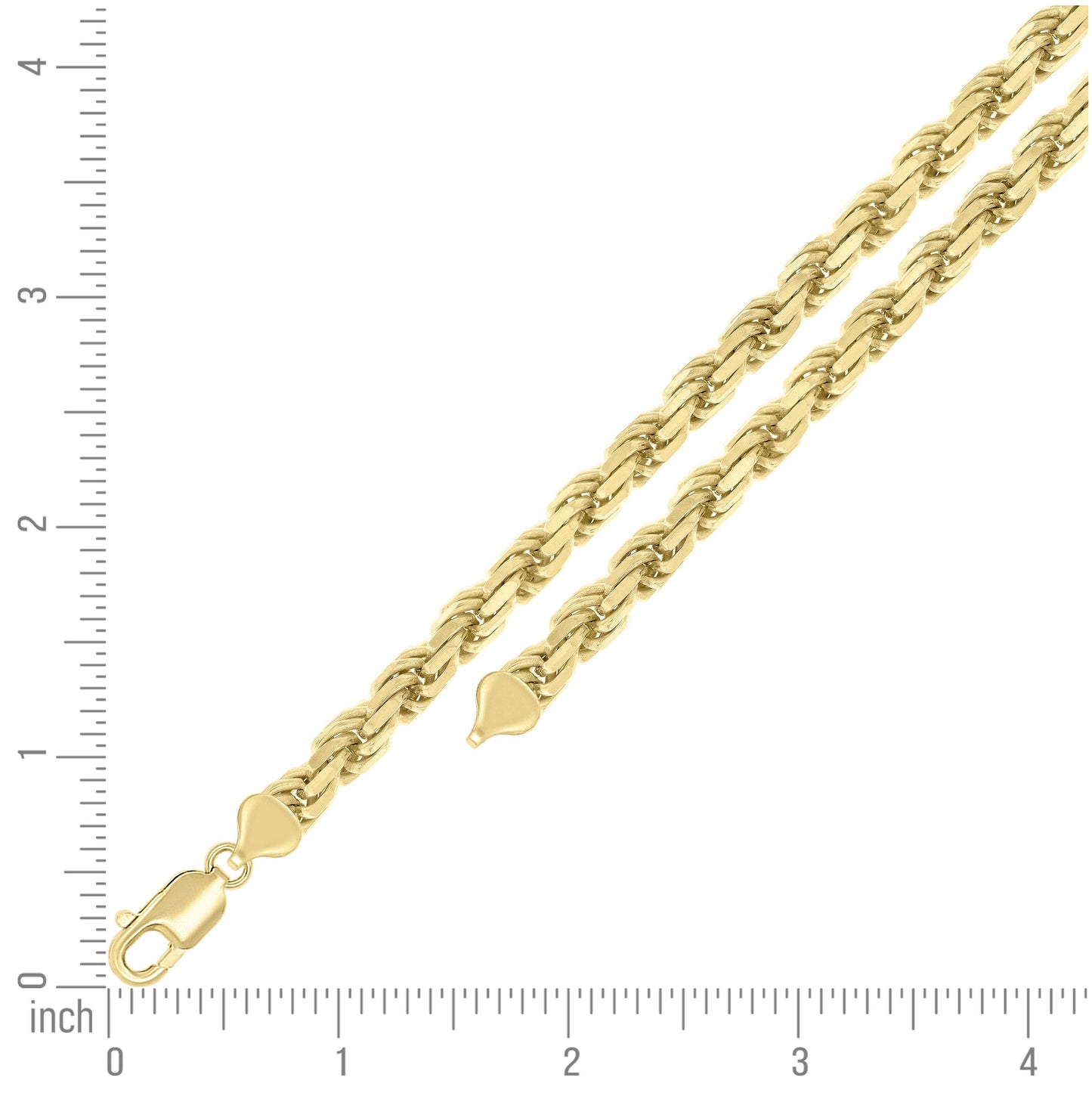 Sterling Silver Yellow-Tone Solid Rope Silver Chain