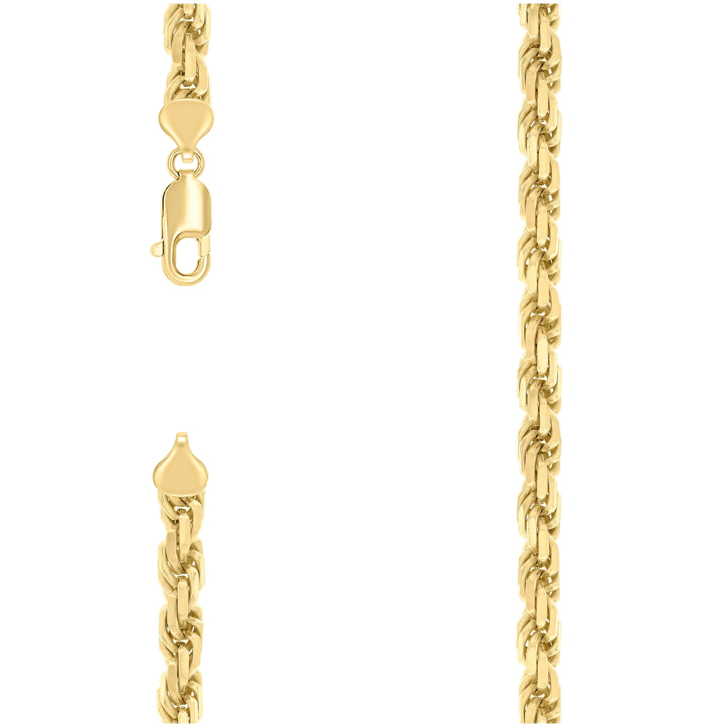 Sterling Silver Yellow-Tone Solid Rope Silver Chain