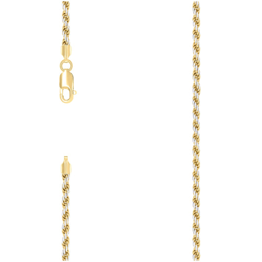 Sterling Silver Two Tone Solid Rope Silver Chain