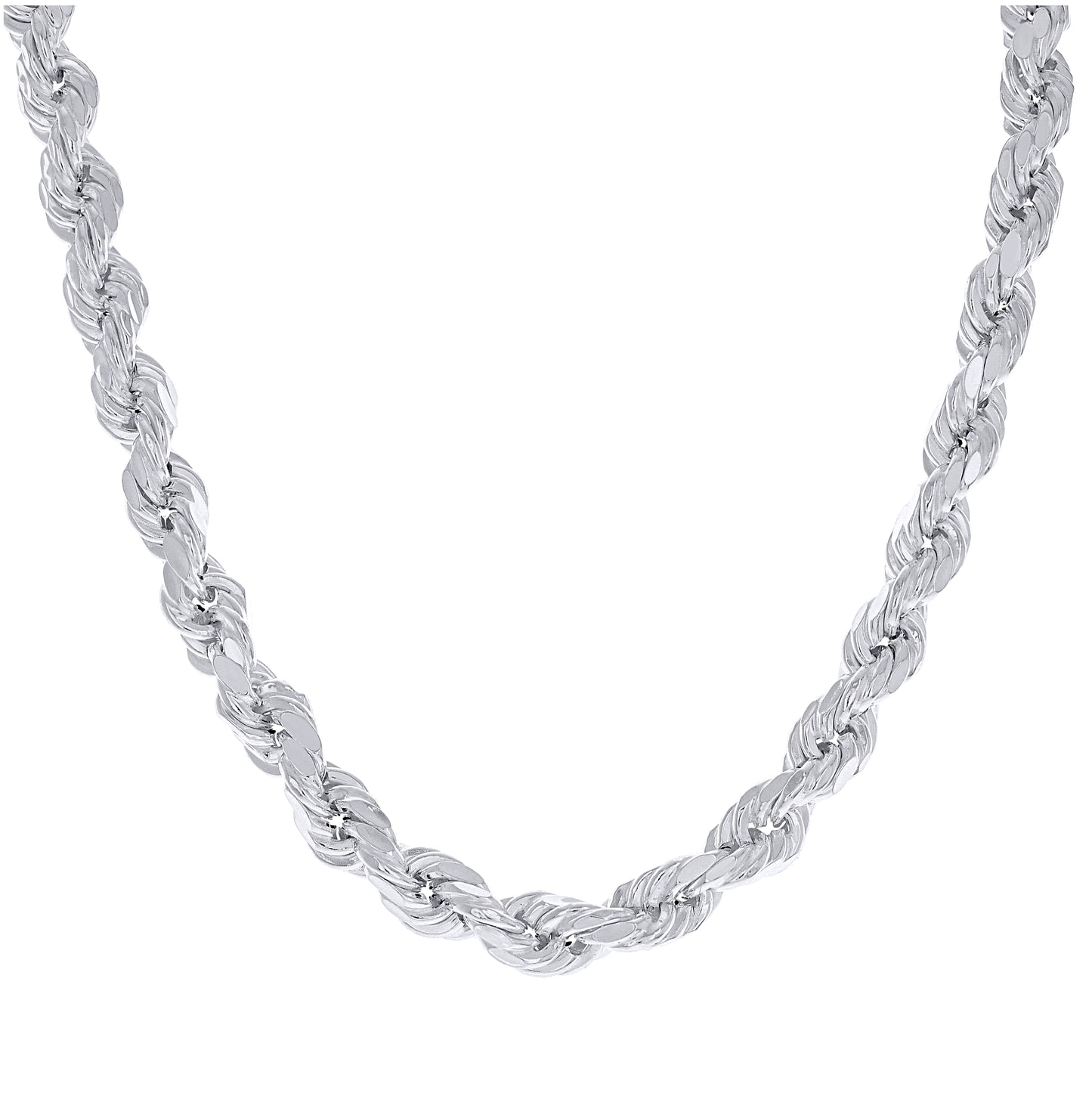 Sterling Silver Rhodium Plated Hollow Rope Chain