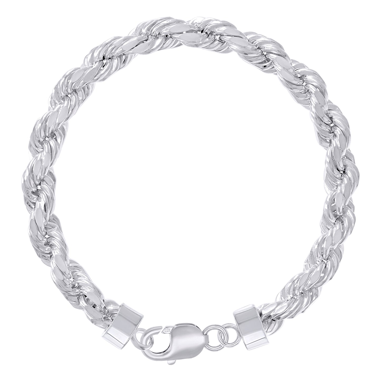 Sterling Silver Rhodium Plated Hollow Rope Chain
