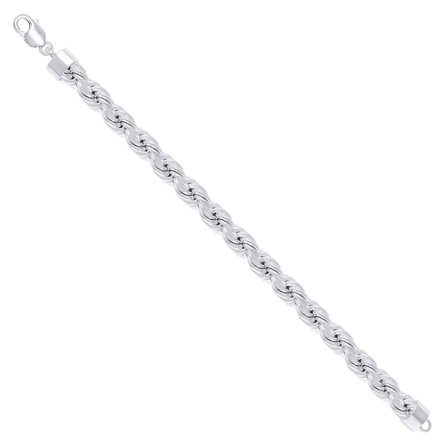 Sterling Silver Rhodium Plated Hollow Rope Chain