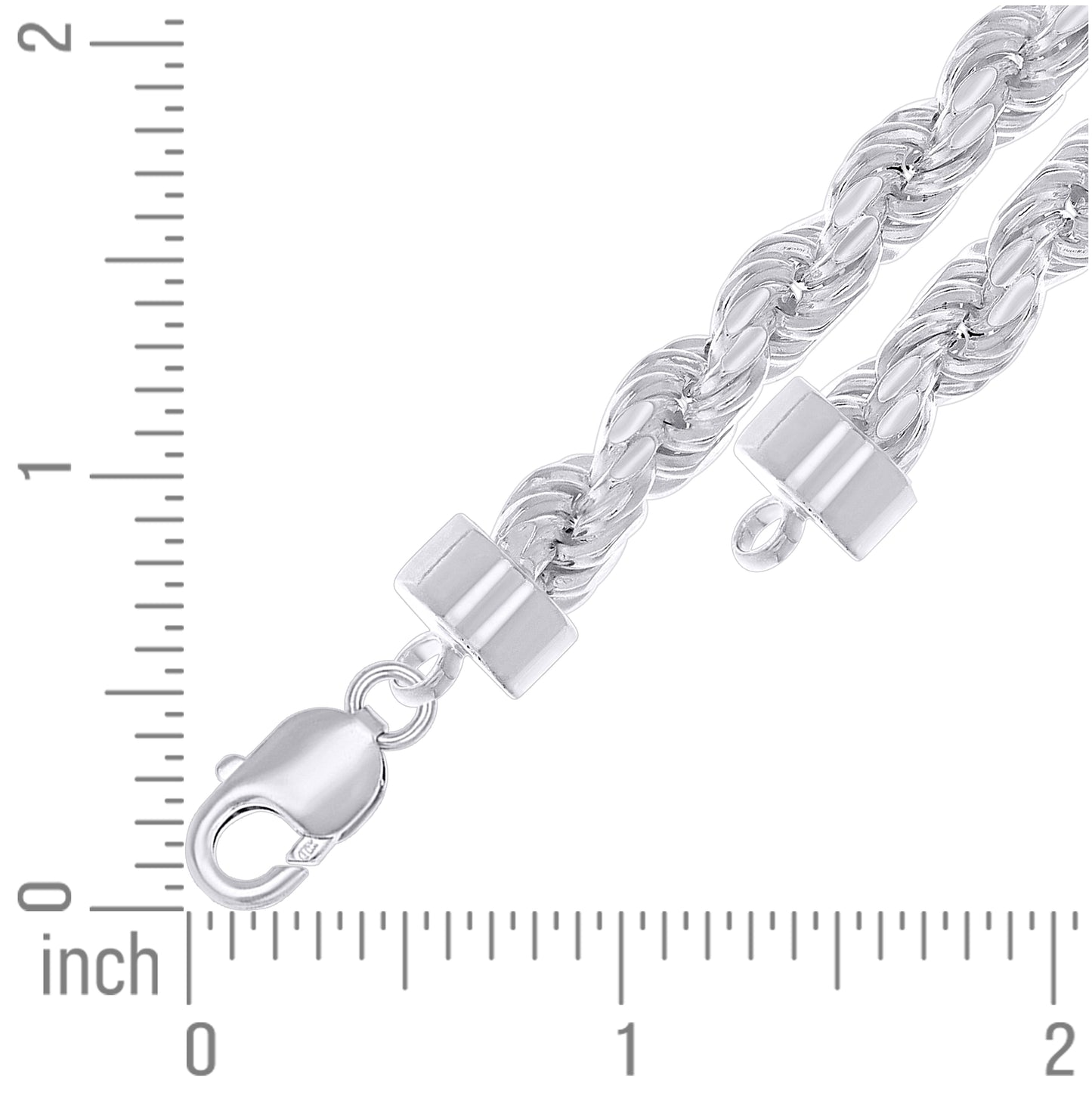 Sterling Silver Rhodium Plated Hollow Rope Chain