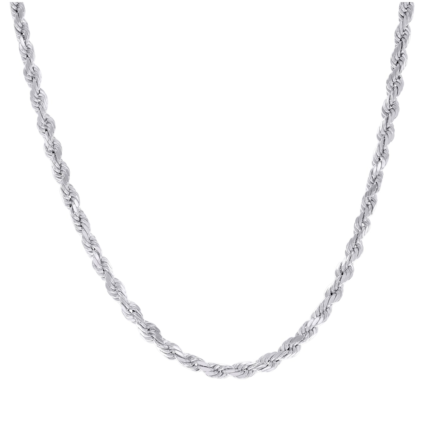 Sterling Silver Rhodium Plated Hollow Rope Chain
