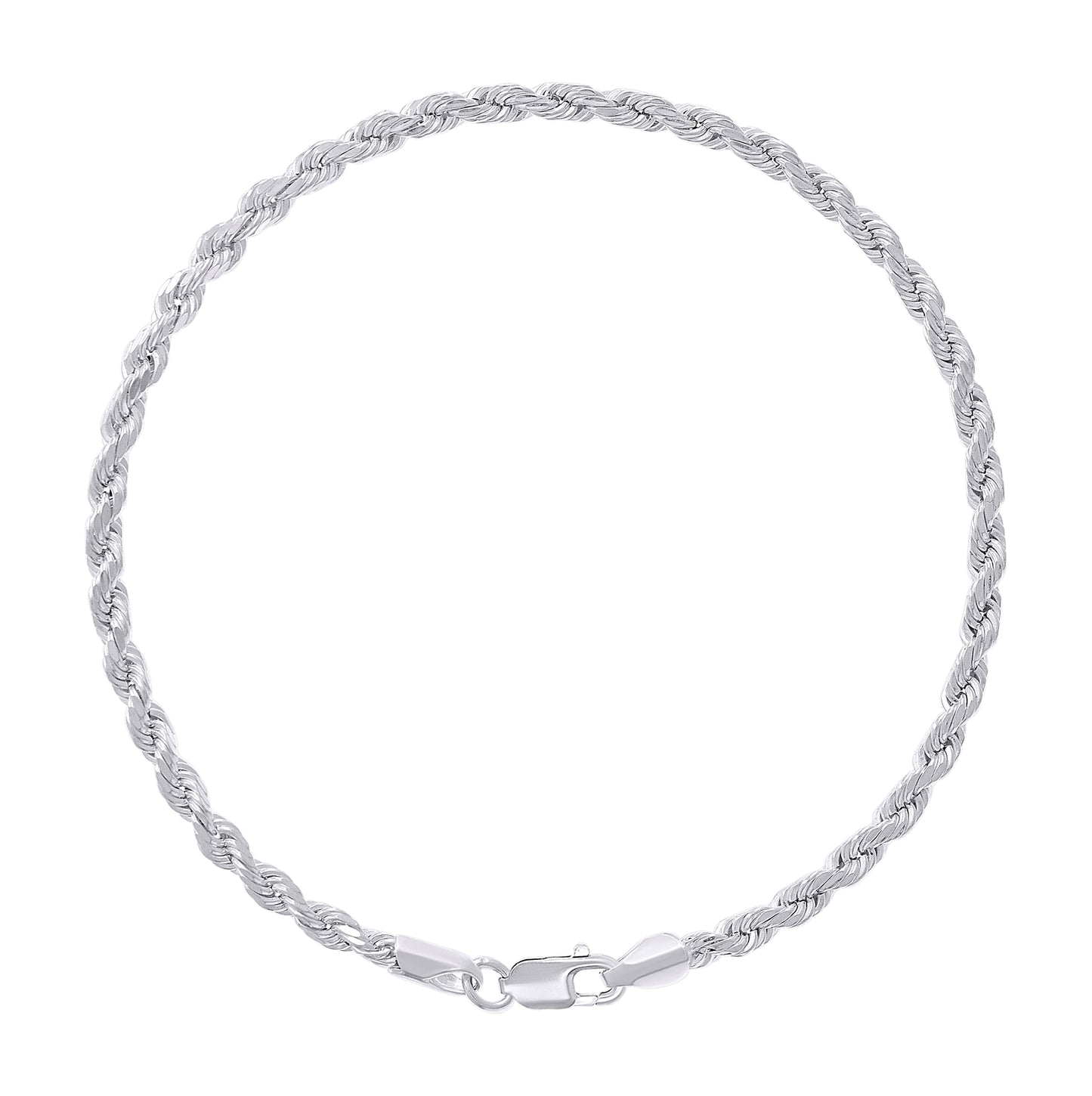 Sterling Silver Rhodium Plated Hollow Rope Chain