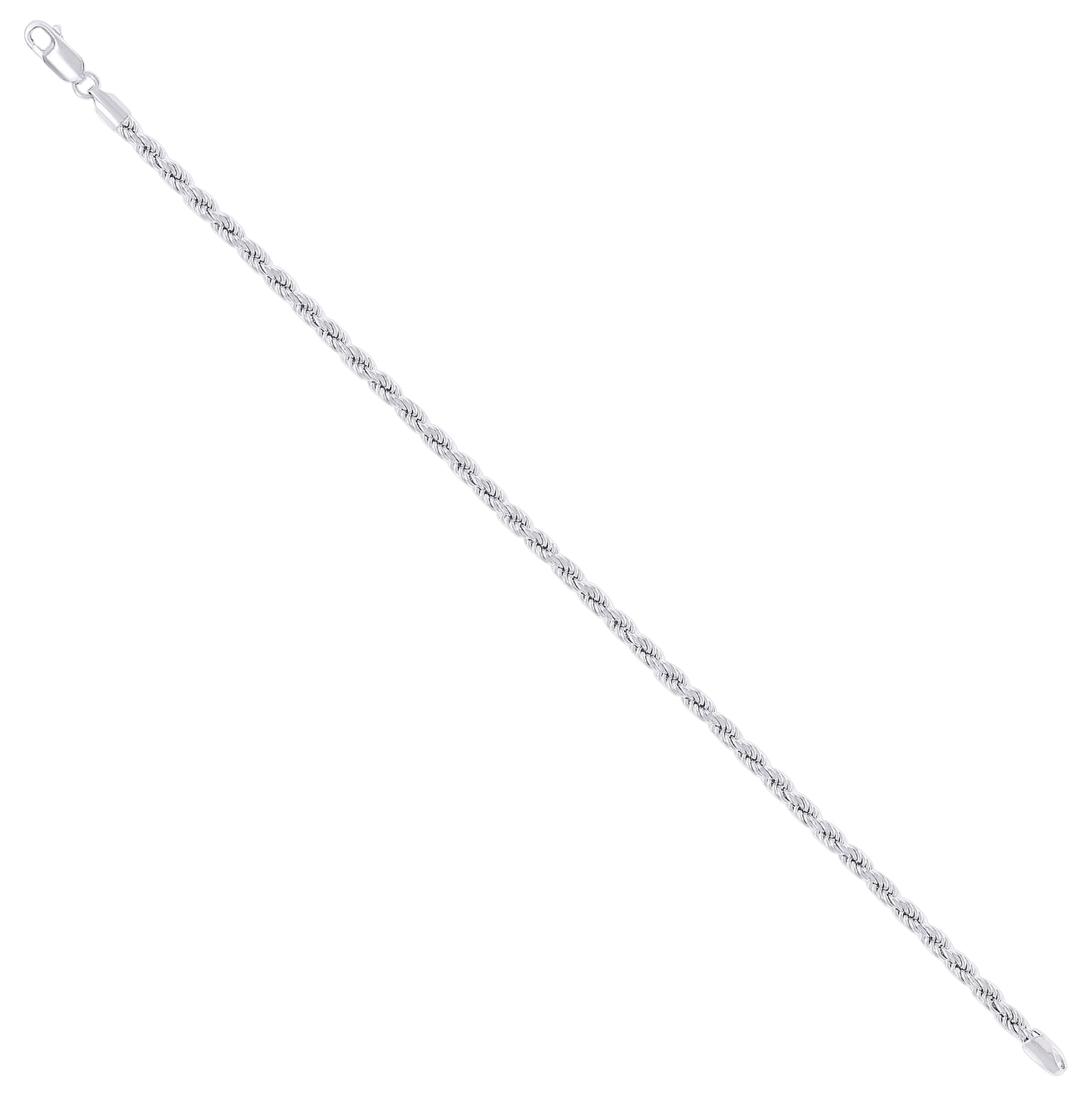 Sterling Silver Rhodium Plated Hollow Rope Chain