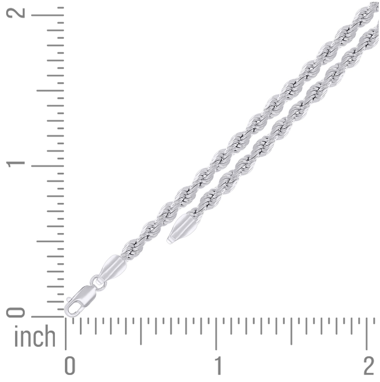 Sterling Silver Rhodium Plated Hollow Rope Chain