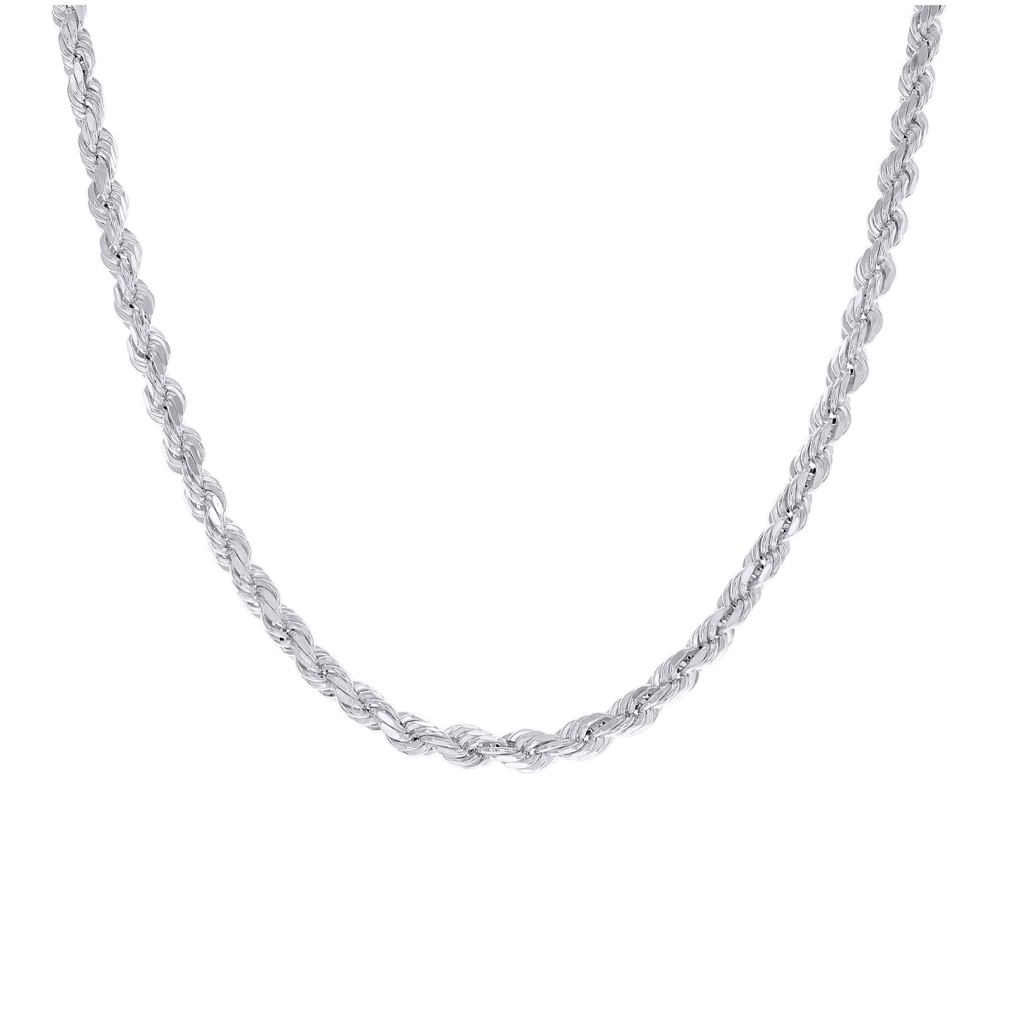 Sterling Silver Rhodium Plated Hollow Rope Chain