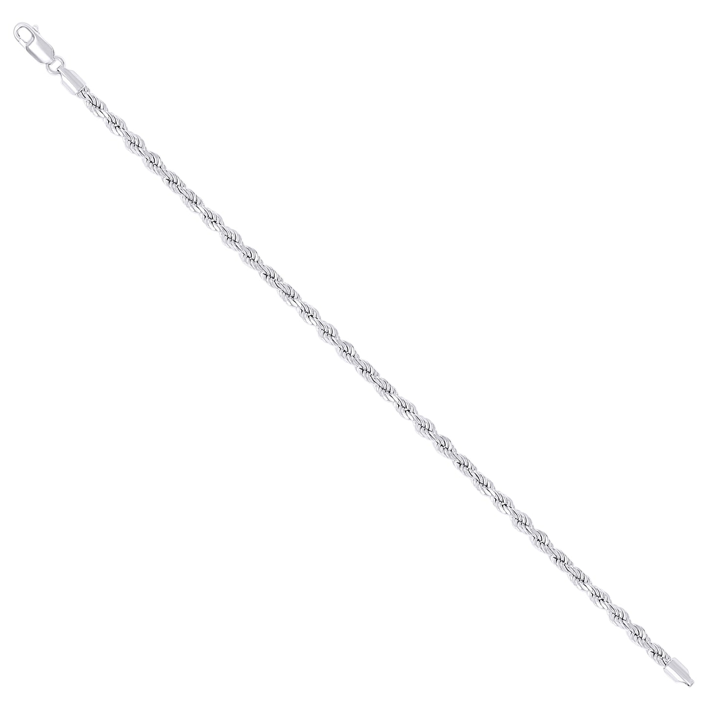 Sterling Silver Rhodium Plated Hollow Rope Chain
