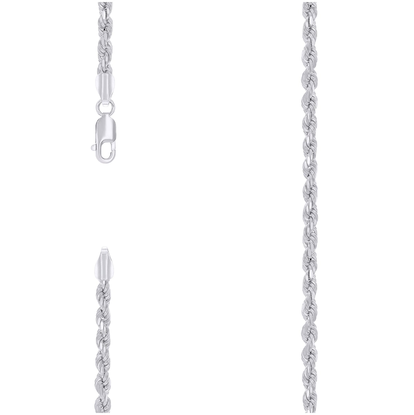 Sterling Silver Rhodium Plated Hollow Rope Chain