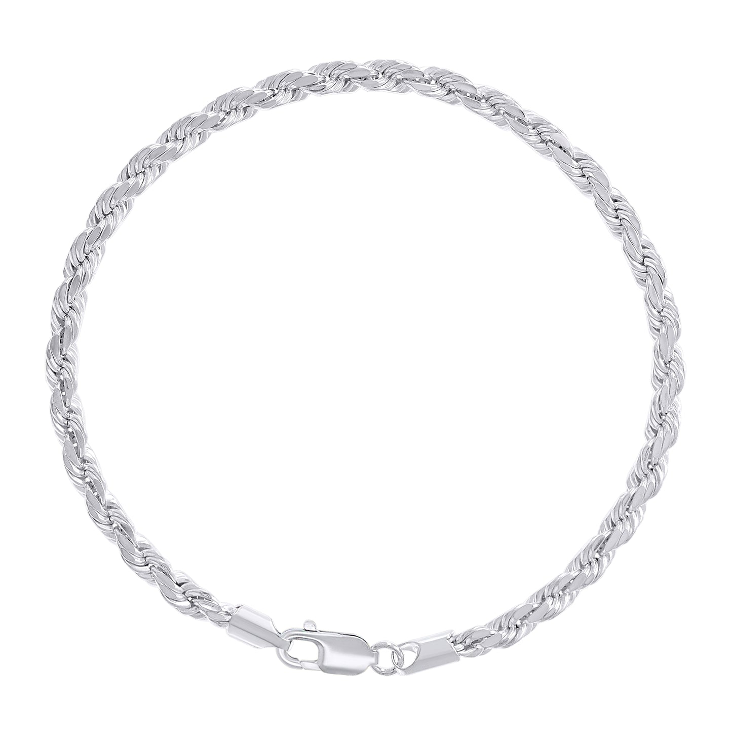 Sterling Silver Rhodium Plated Hollow Rope Chain