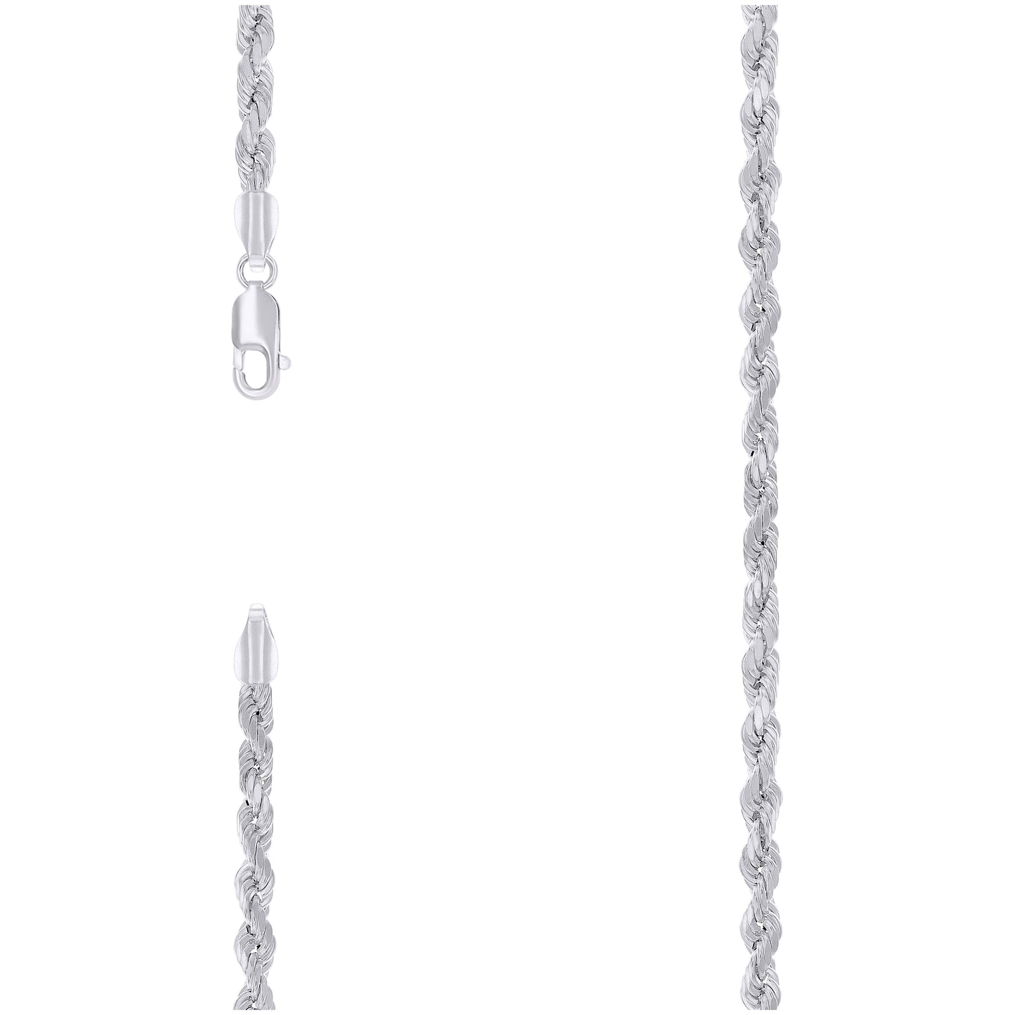 Sterling Silver Rhodium Plated Hollow Rope Chain