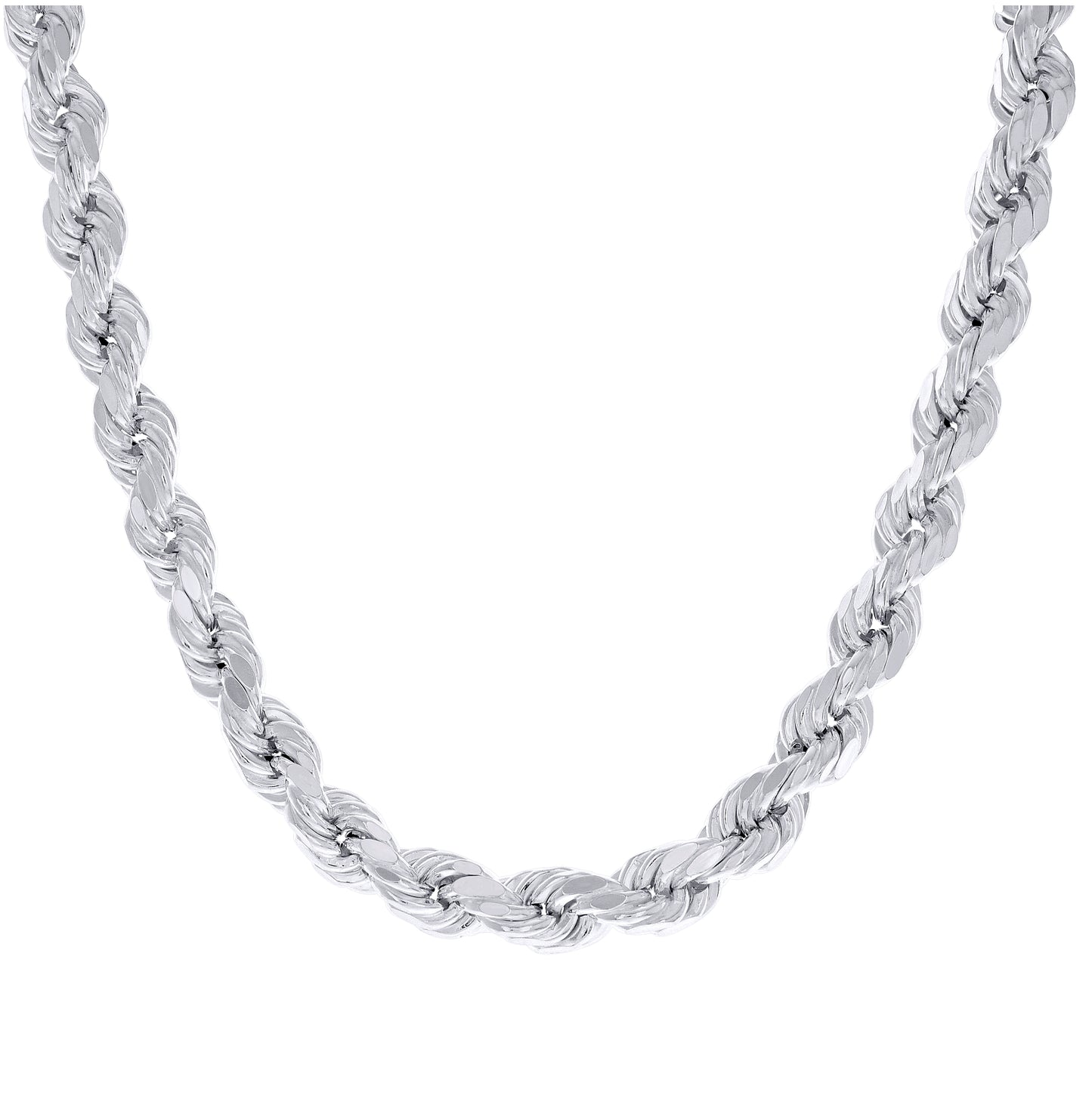 Sterling Silver Rhodium Plated Hollow Rope Chain