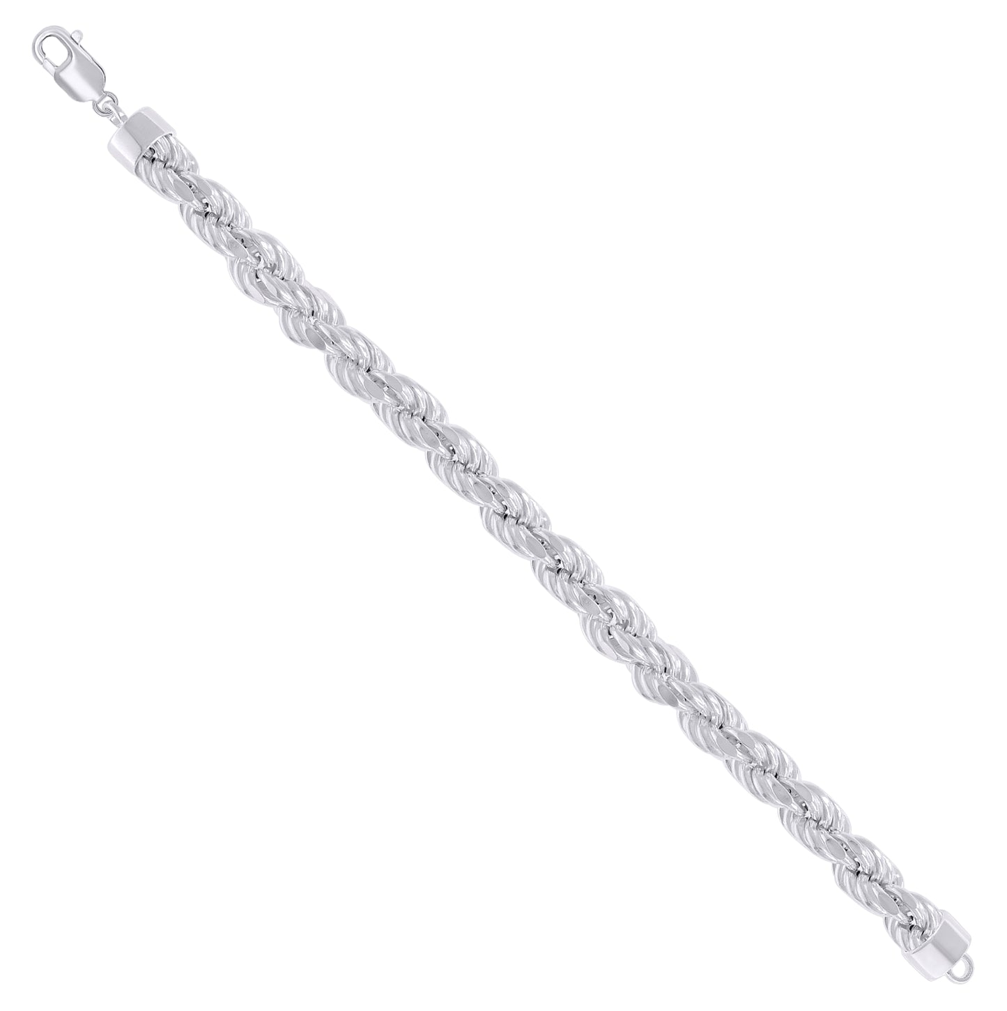 Sterling Silver Rhodium Plated Hollow Rope Chain