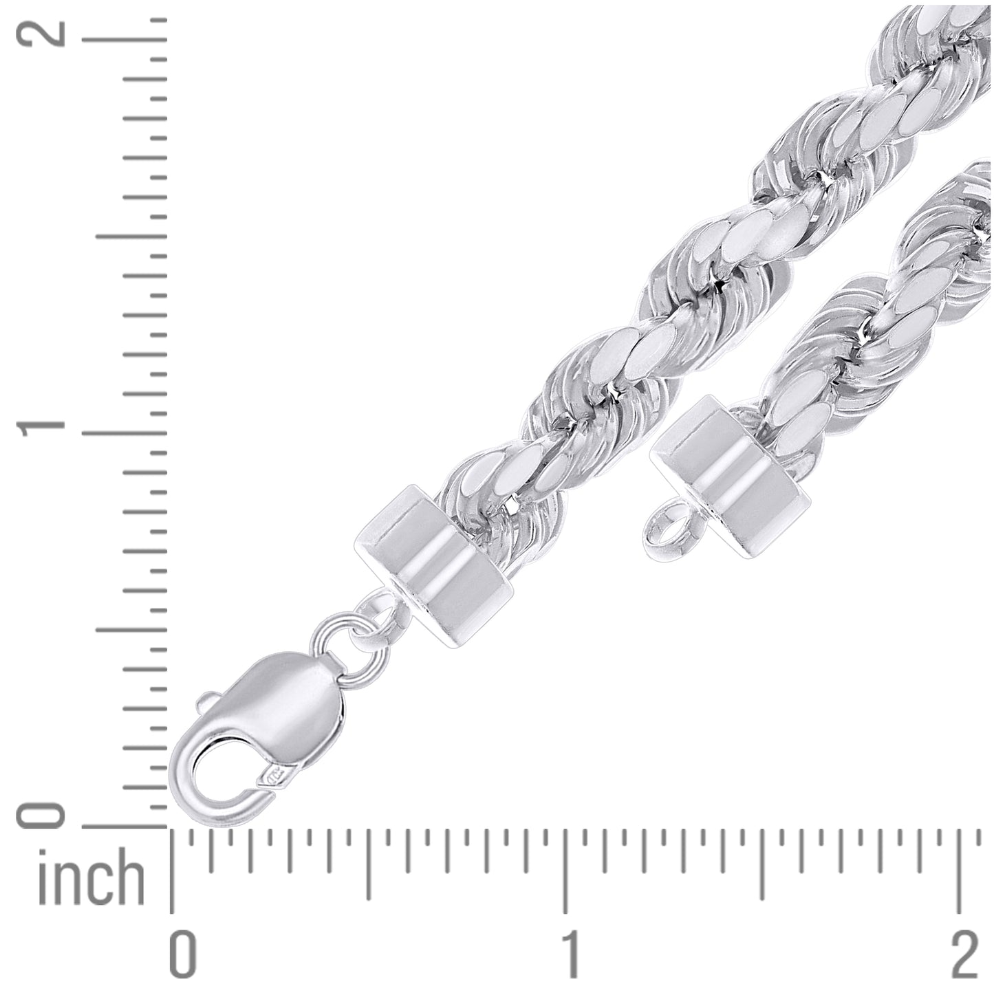 Sterling Silver Rhodium Plated Hollow Rope Chain