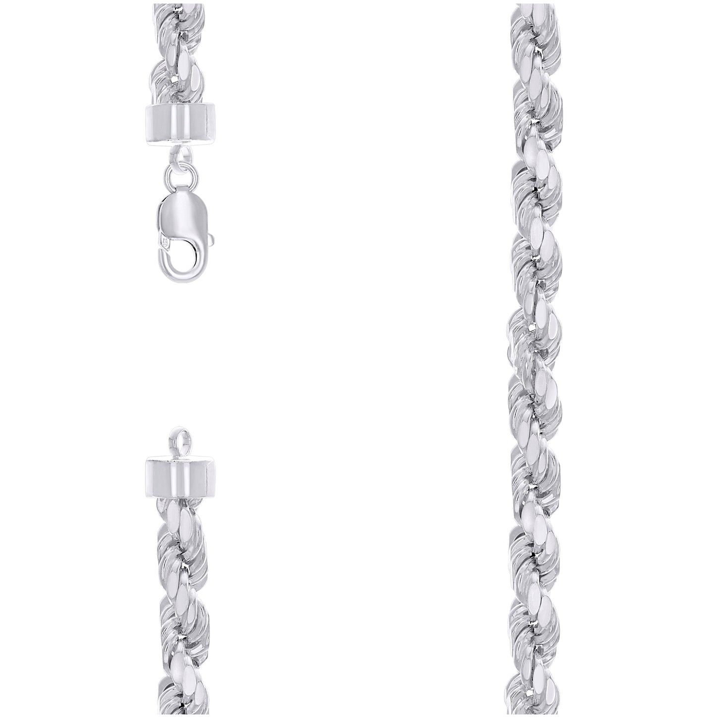 Sterling Silver Rhodium Plated Hollow Rope Chain