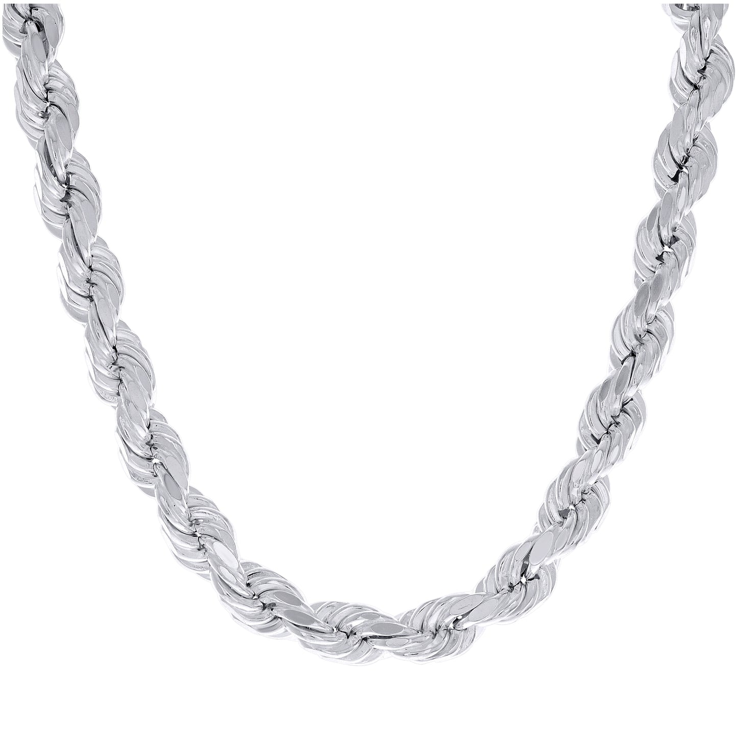 Sterling Silver Rhodium Plated Hollow Rope Chain