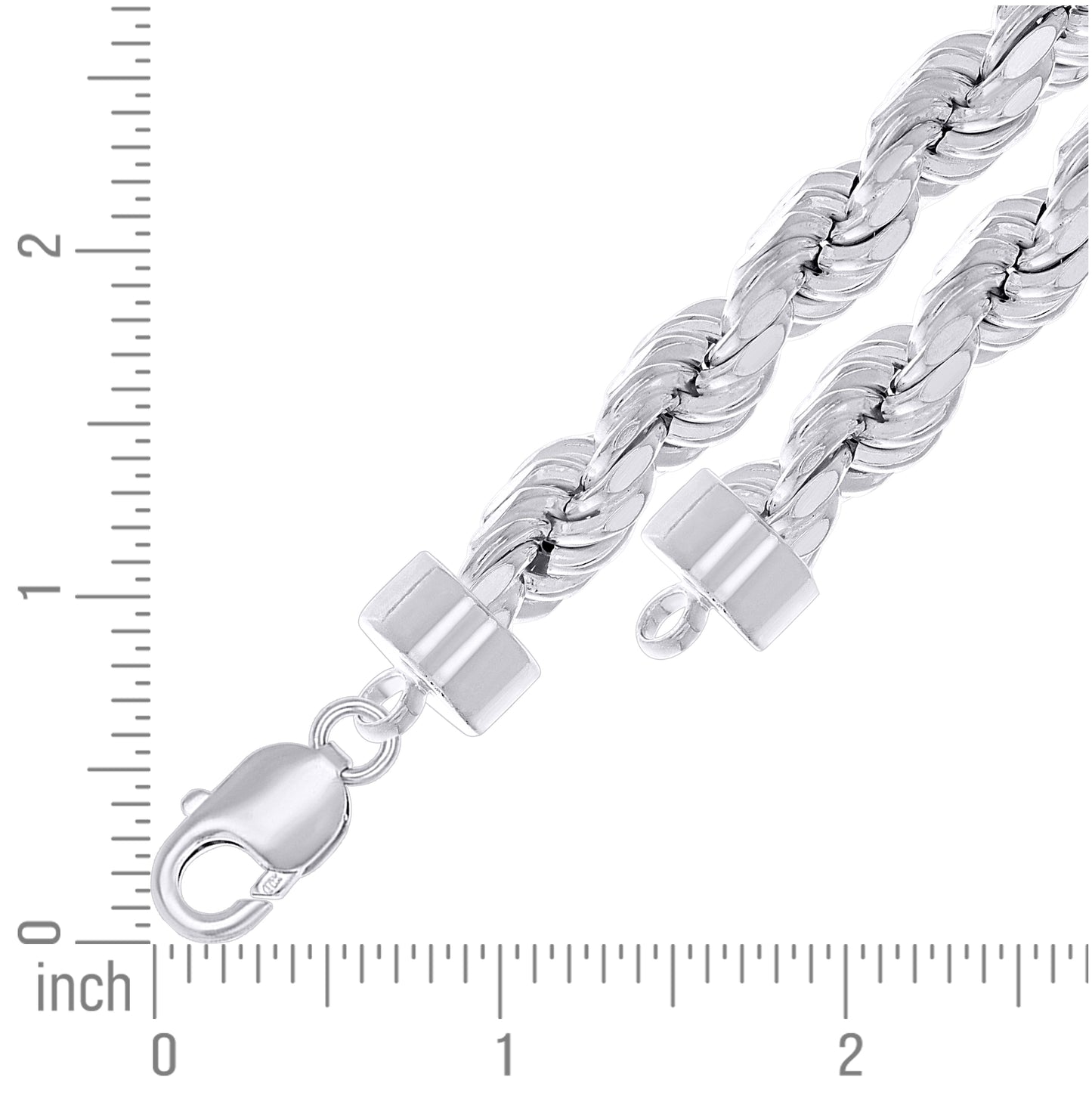 Sterling Silver Rhodium Plated Hollow Rope Chain