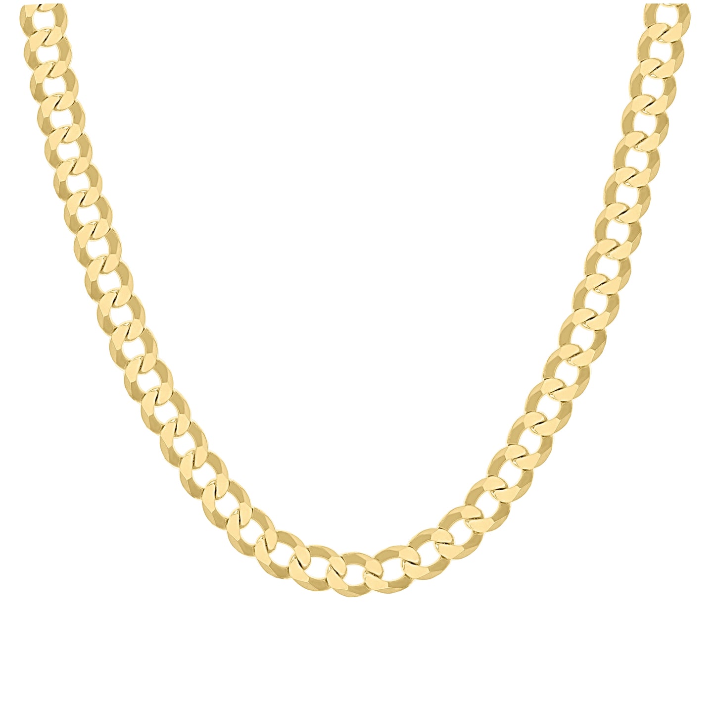 Sterling Silver Yellow-Tone Solid Super Flat Cuban Chain