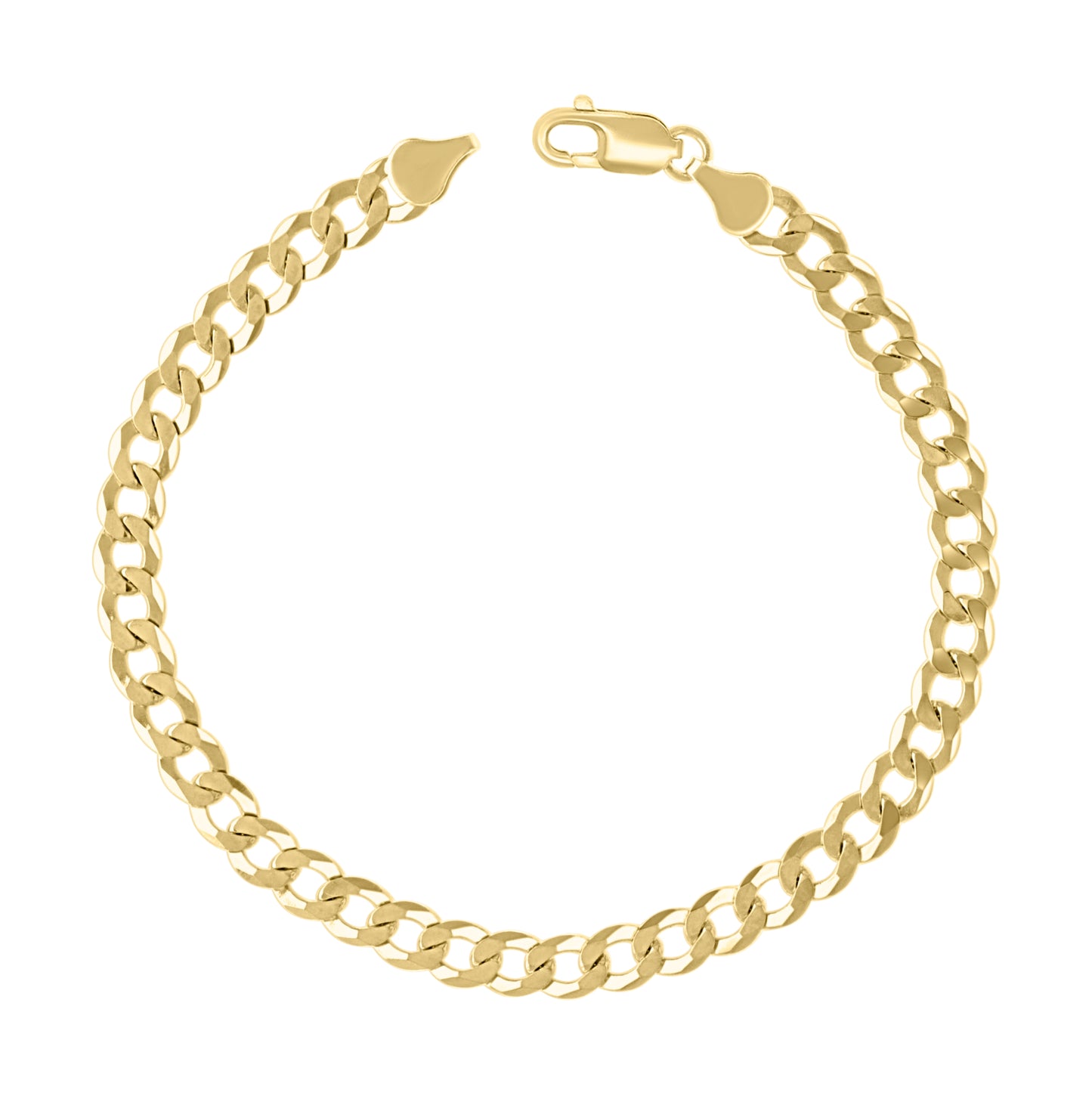 Sterling Silver Yellow-Tone Solid Super Flat Cuban Chain