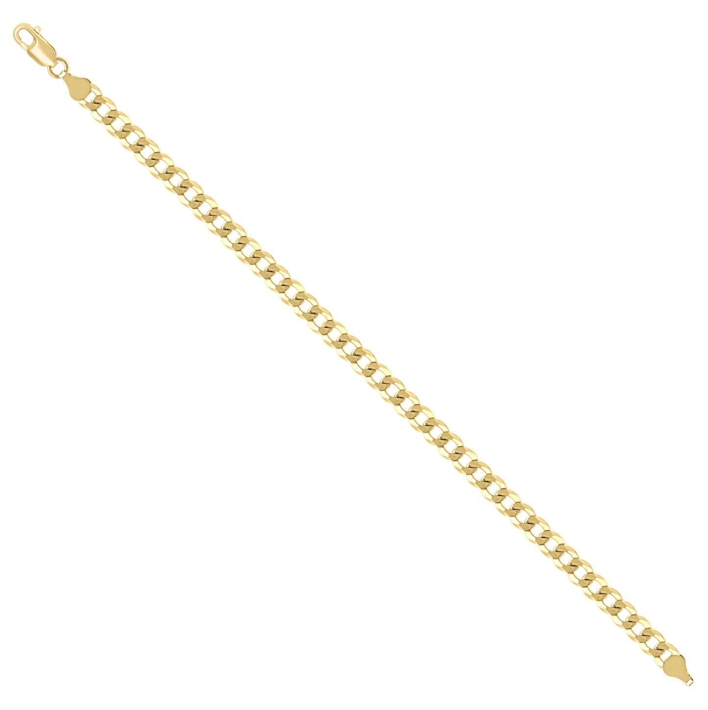 Sterling Silver Yellow-Tone Solid Super Flat Cuban Chain