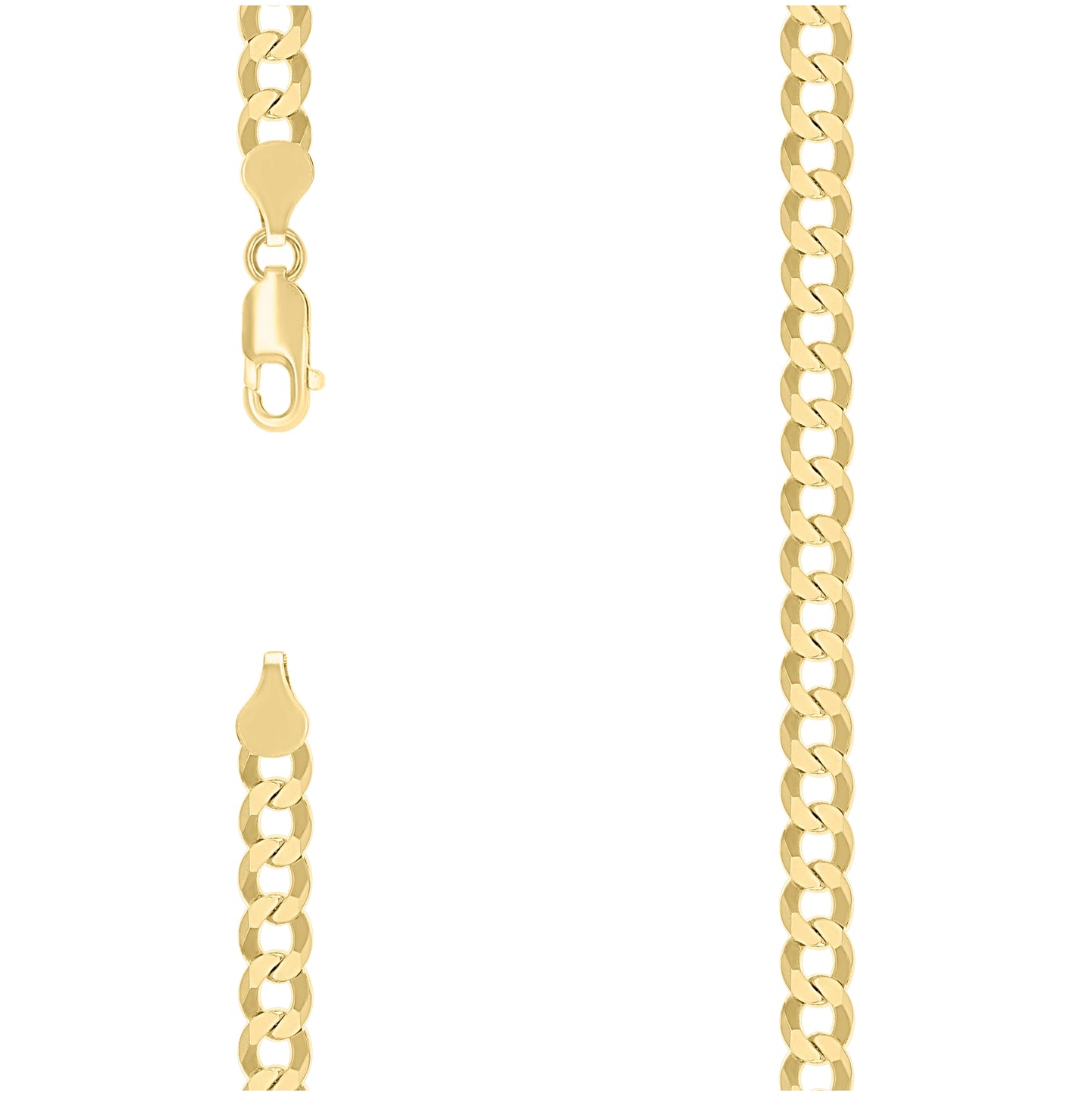 Sterling Silver Yellow-Tone Solid Super Flat Cuban Chain