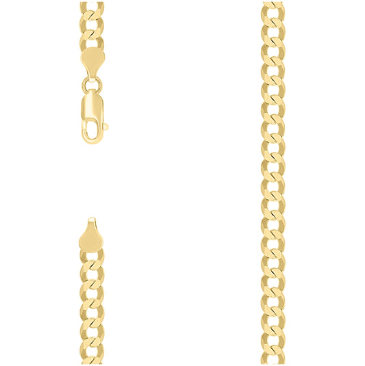 Sterling Silver Yellow-Tone Solid Super Flat Cuban Chain