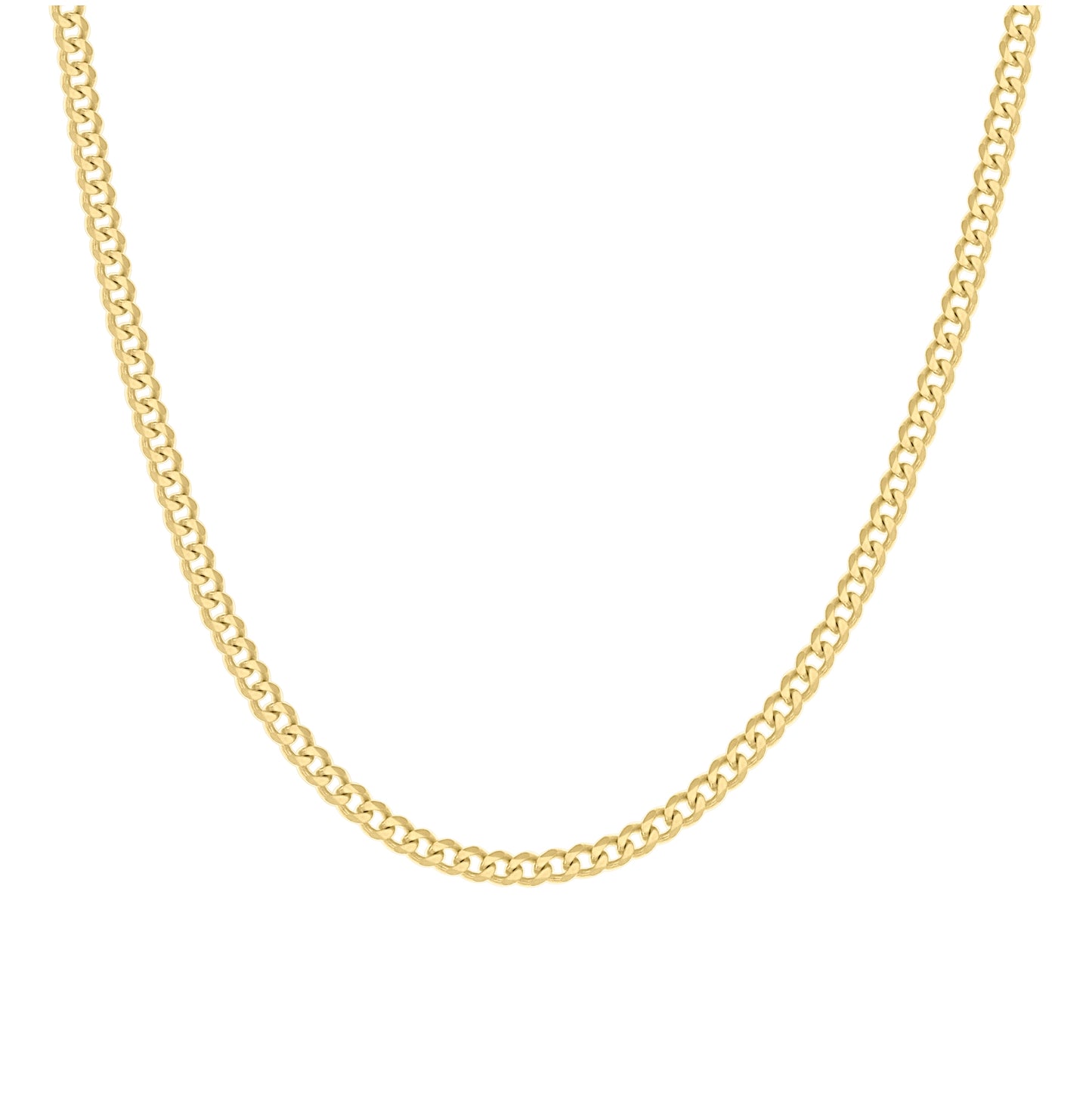 Sterling Silver Yellow-Tone Solid Super Flat Cuban Chain