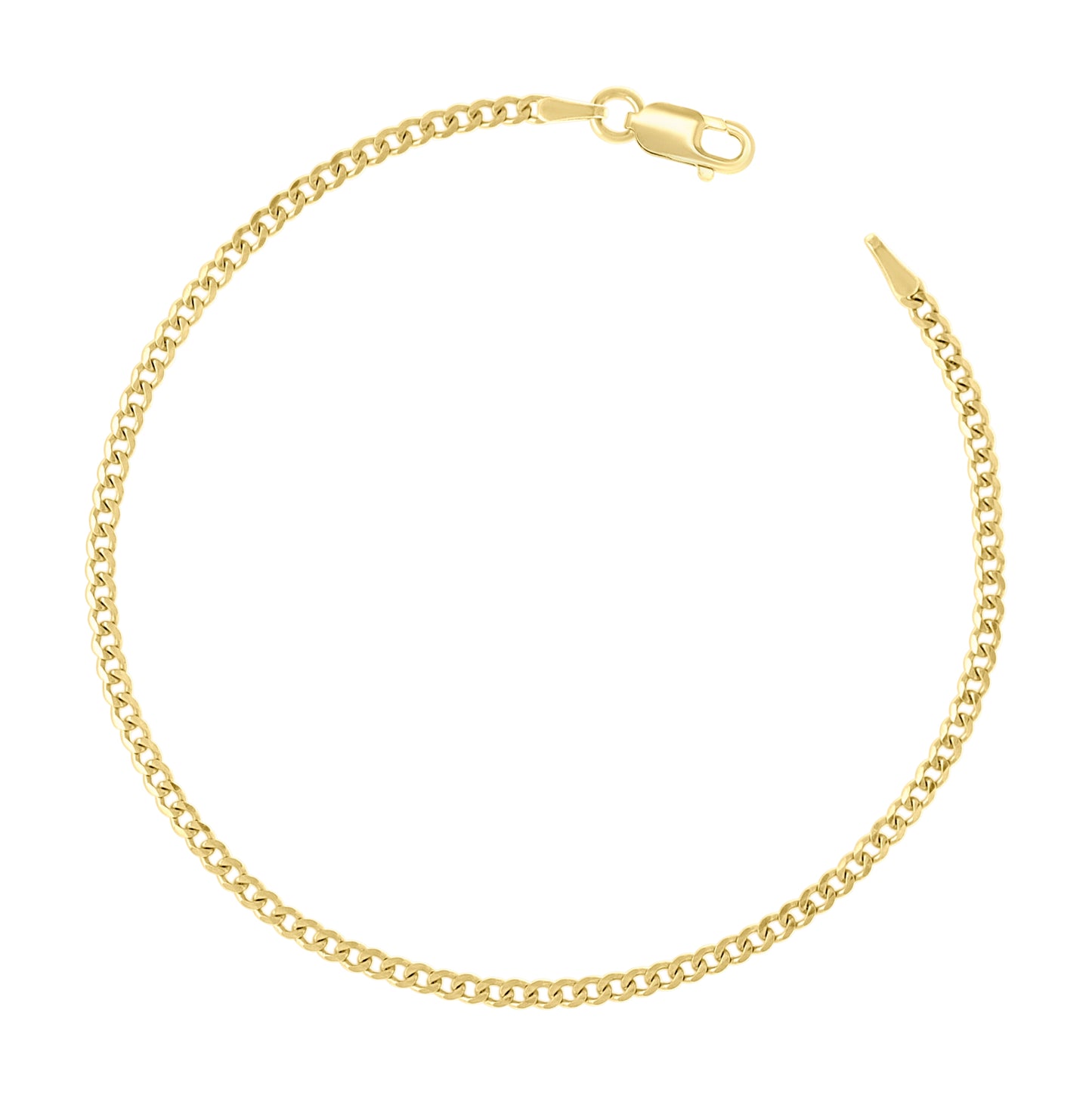 Sterling Silver Yellow-Tone Solid Super Flat Cuban Chain