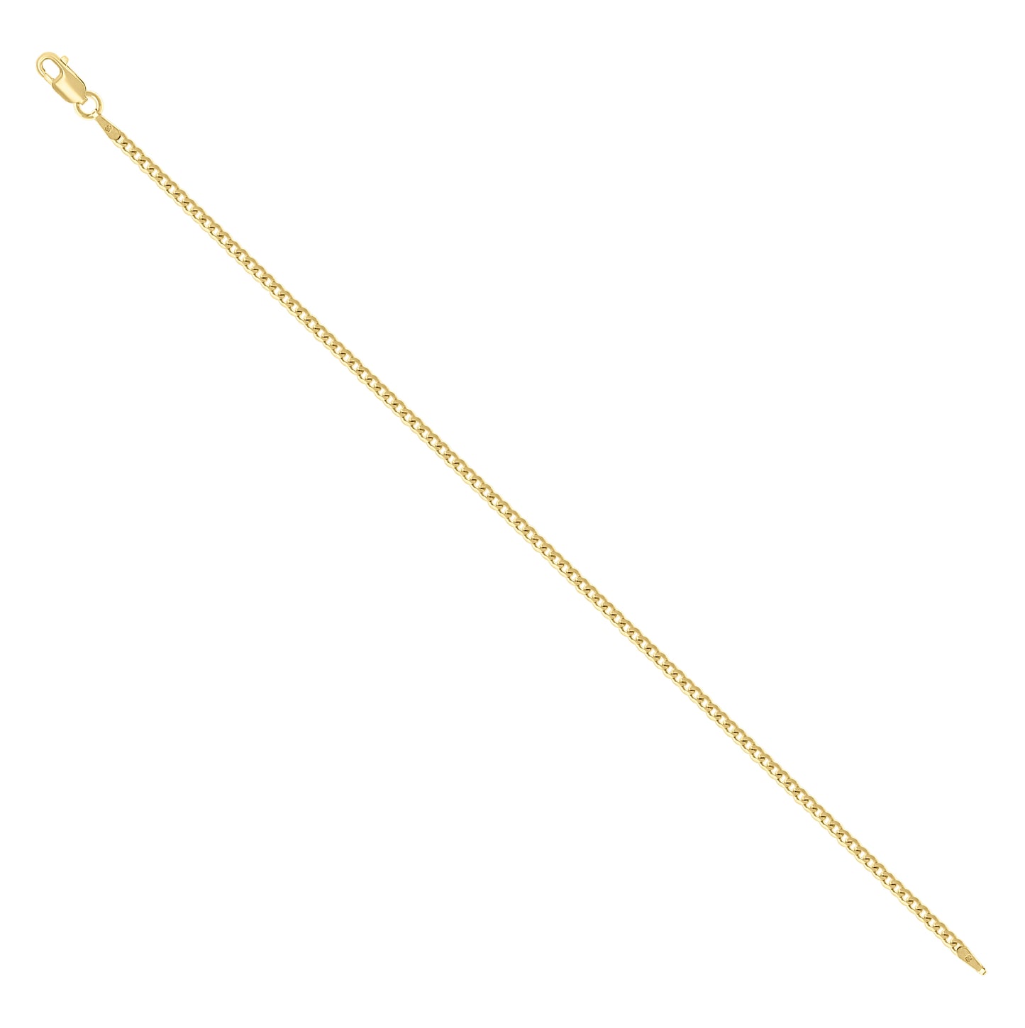 Sterling Silver Yellow-Tone Solid Super Flat Cuban Chain