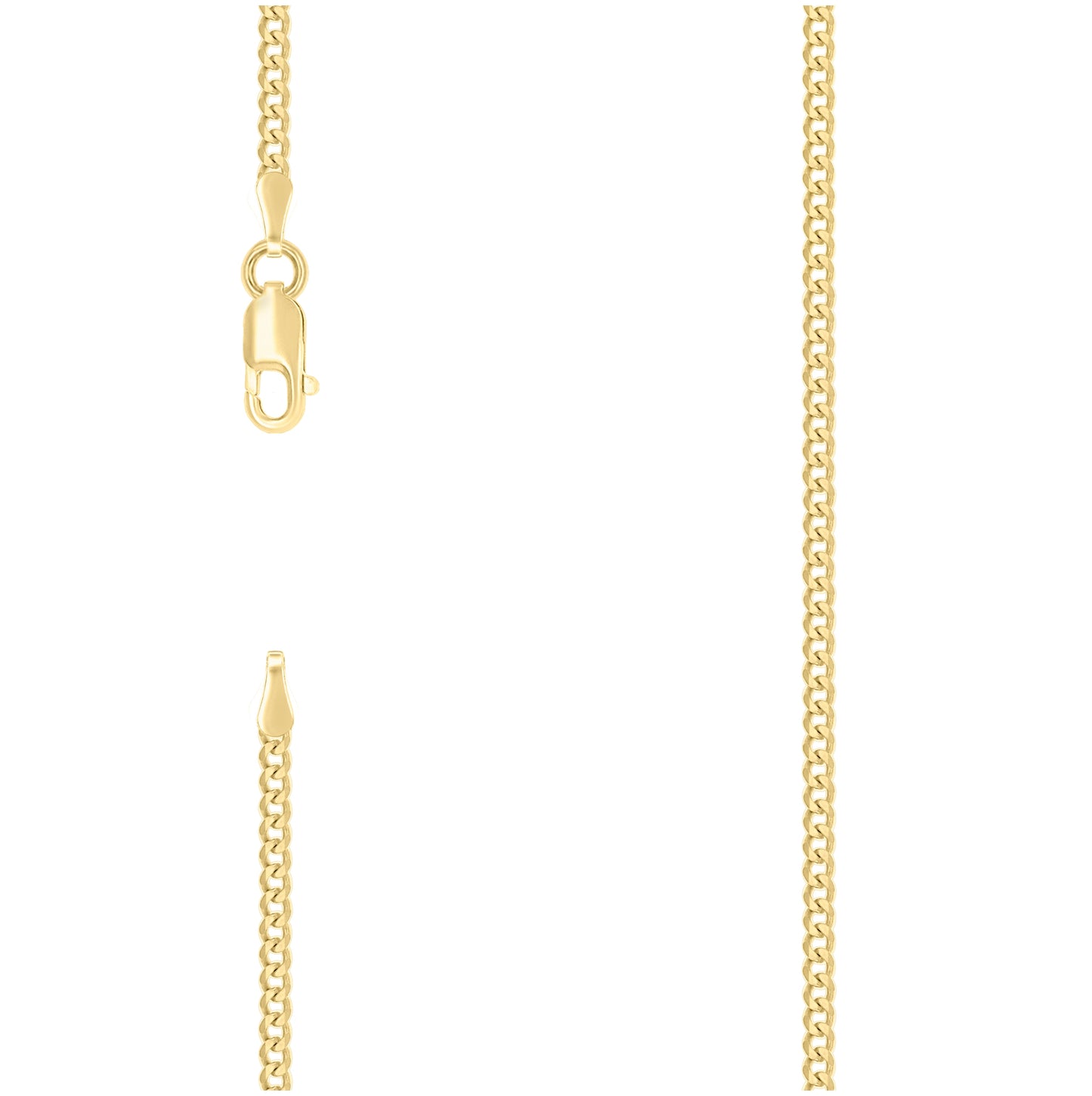 Sterling Silver Yellow-Tone Solid Super Flat Cuban Chain