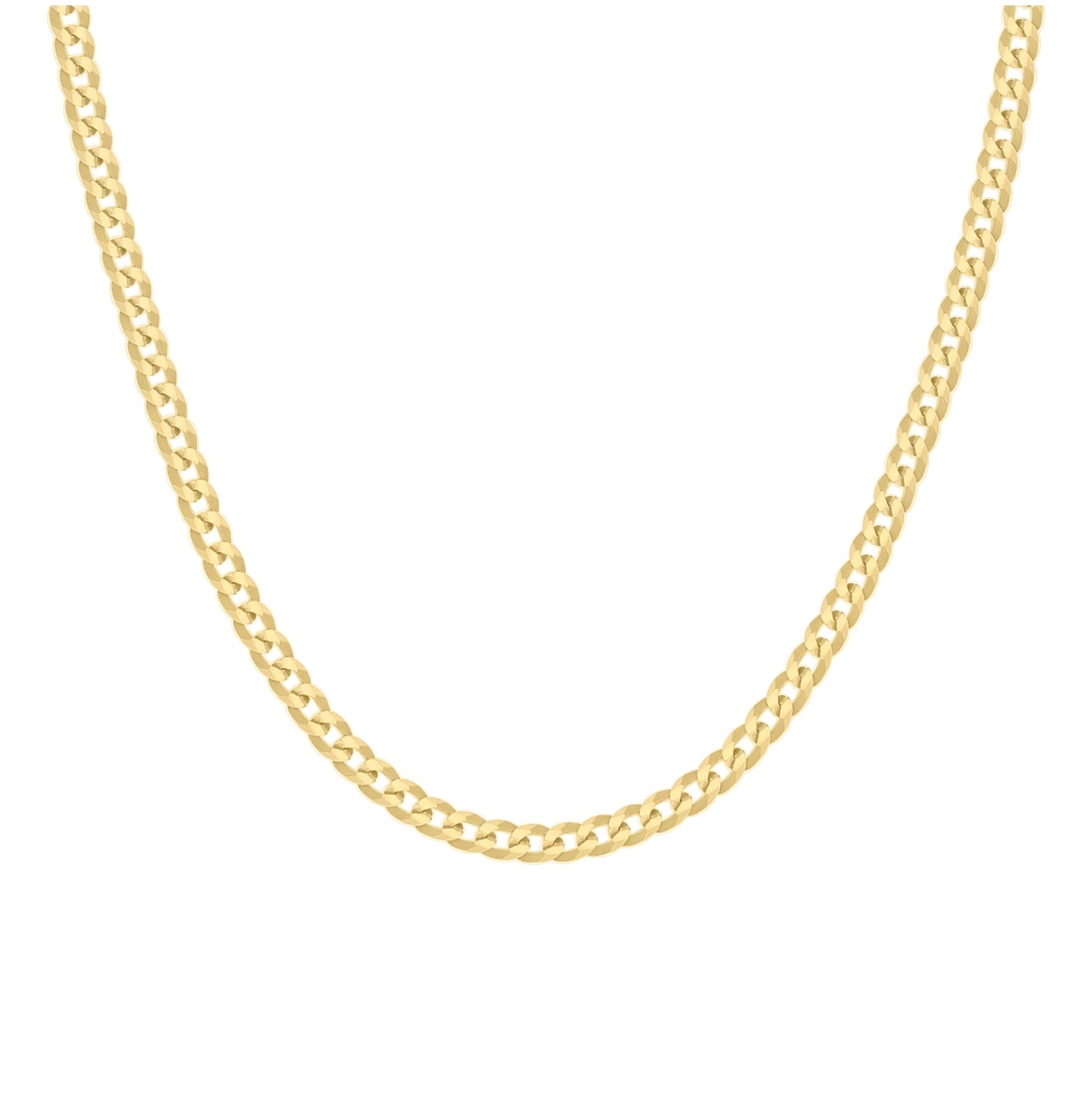 Sterling Silver Yellow-Tone Solid Super Flat Cuban Chain