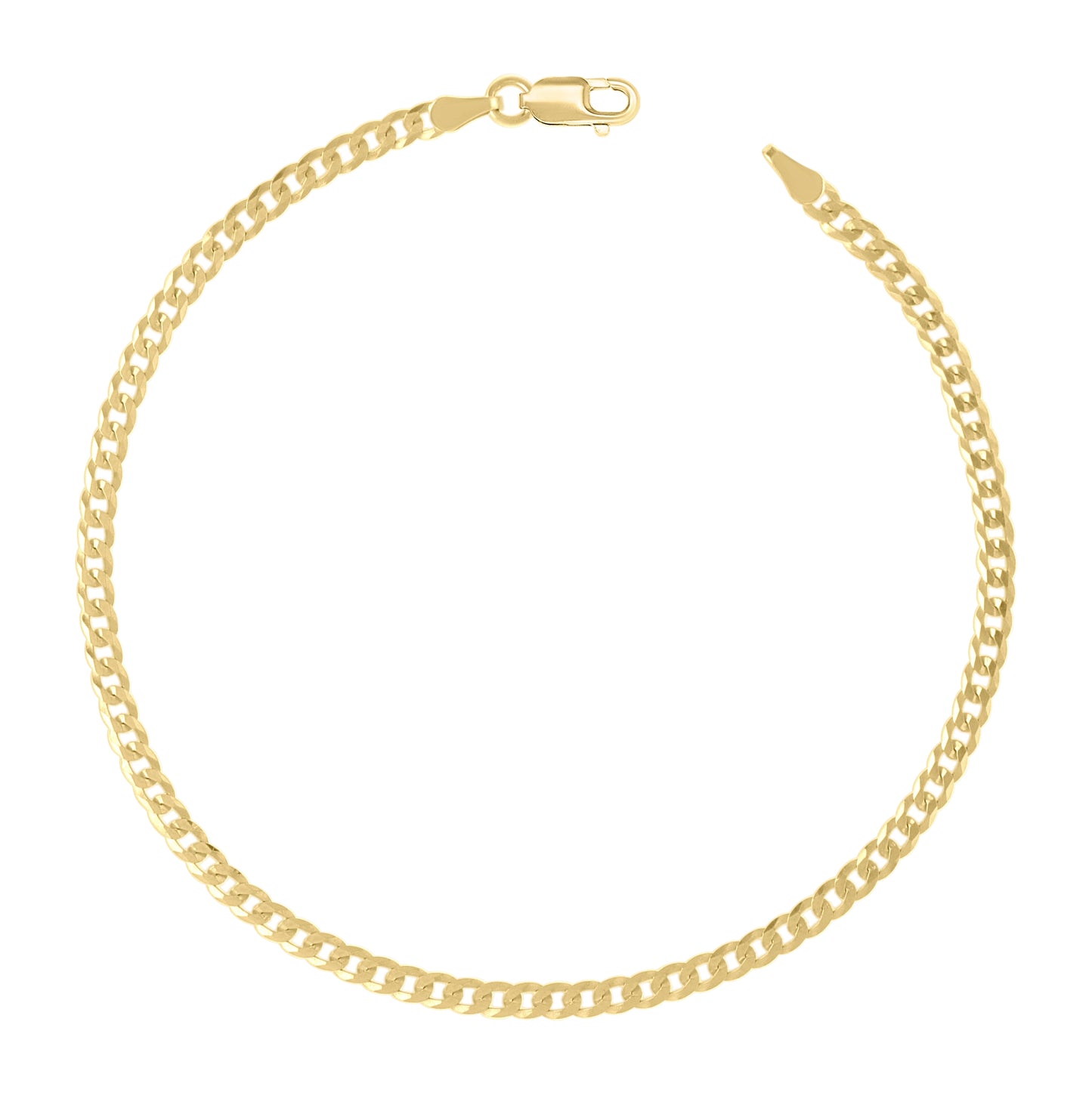 Sterling Silver Yellow-Tone Solid Super Flat Cuban Chain