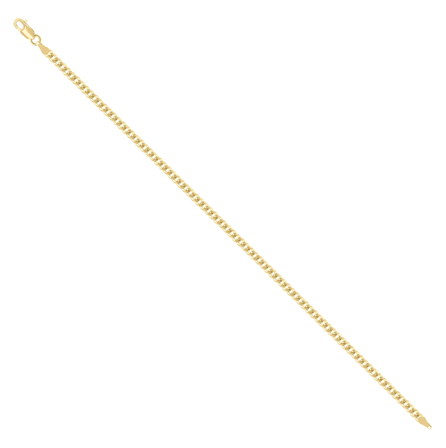 Sterling Silver Yellow-Tone Solid Super Flat Cuban Chain