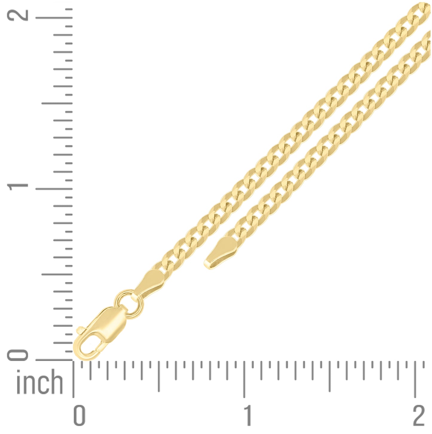 Sterling Silver Yellow-Tone Solid Super Flat Cuban Chain