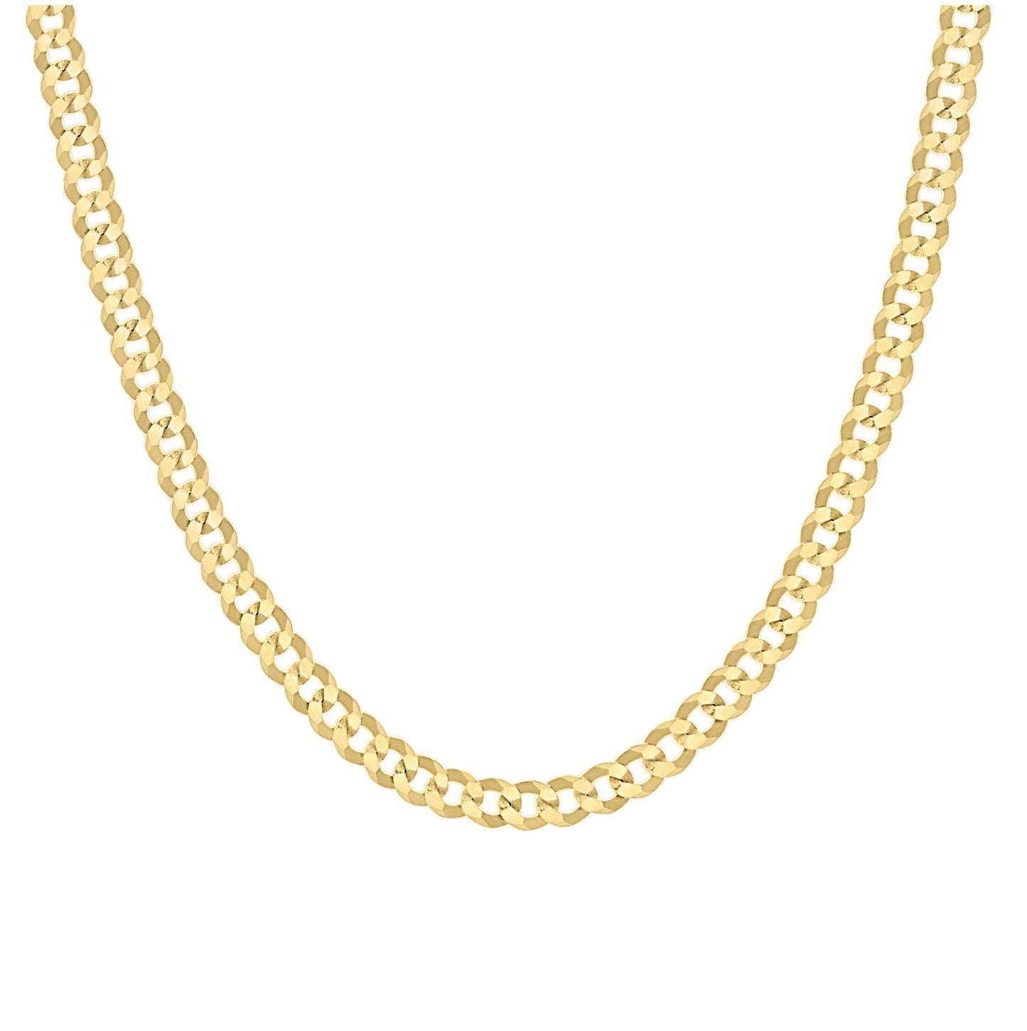 Sterling Silver Yellow-Tone Solid Super Flat Cuban Chain