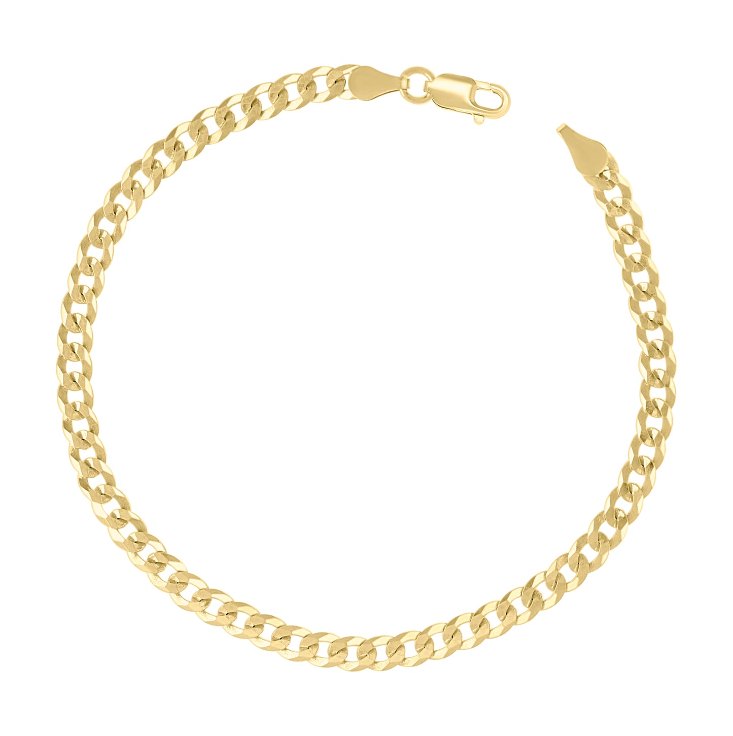 Sterling Silver Yellow-Tone Solid Super Flat Cuban Chain
