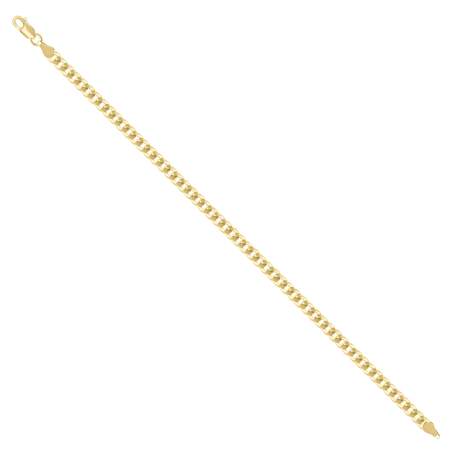 Sterling Silver Yellow-Tone Solid Super Flat Cuban Chain