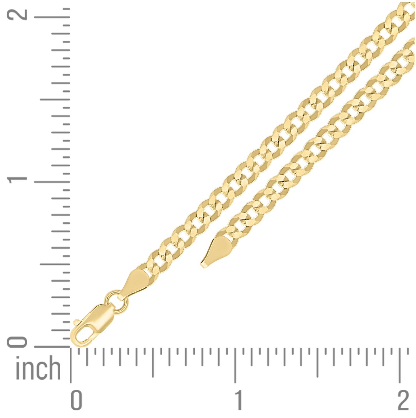 Sterling Silver Yellow-Tone Solid Super Flat Cuban Chain