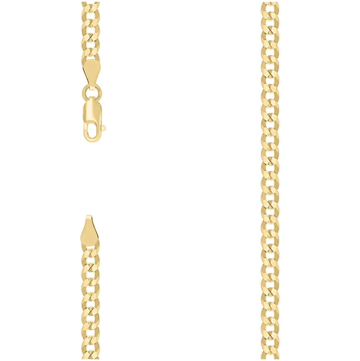Sterling Silver Yellow-Tone Solid Super Flat Cuban Chain
