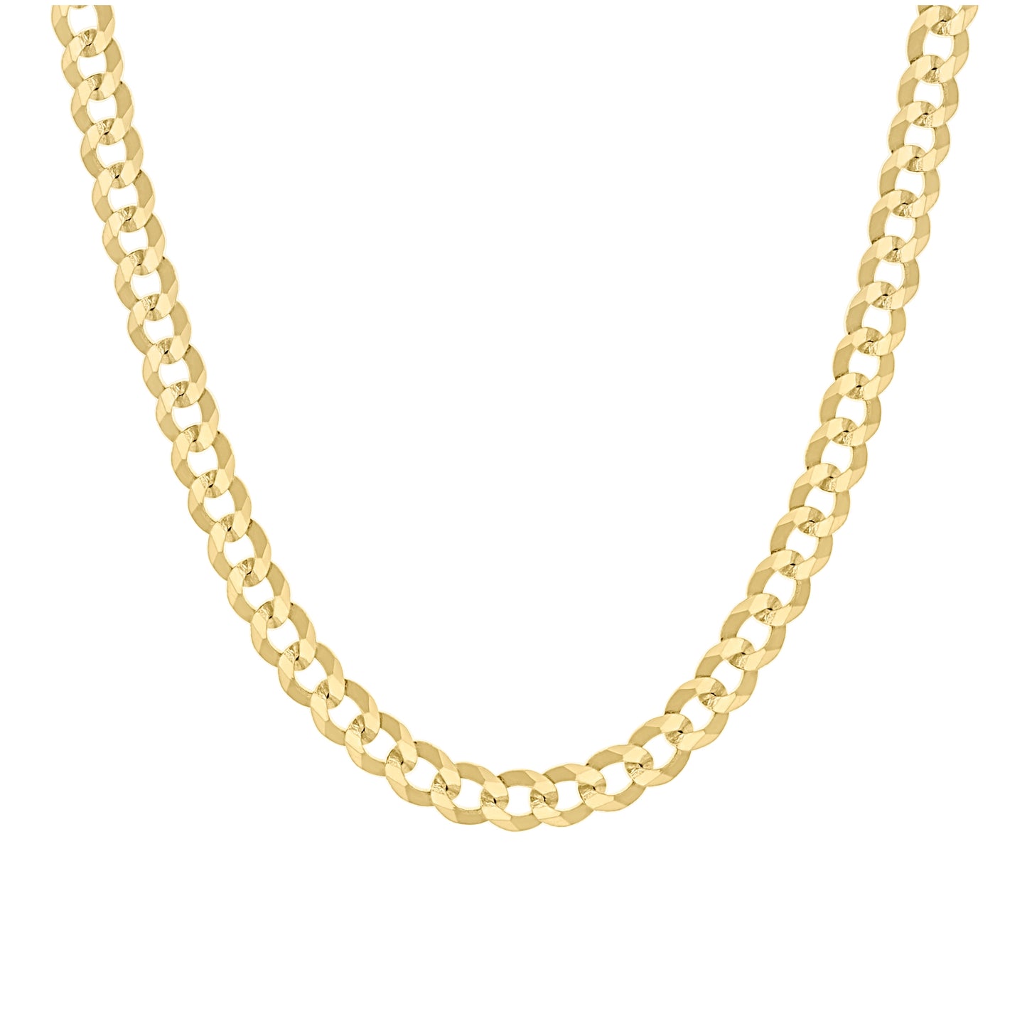 Sterling Silver Yellow-Tone Solid Super Flat Cuban Chain