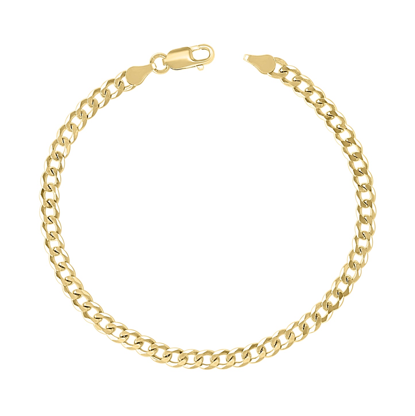 Sterling Silver Yellow-Tone Solid Super Flat Cuban Chain