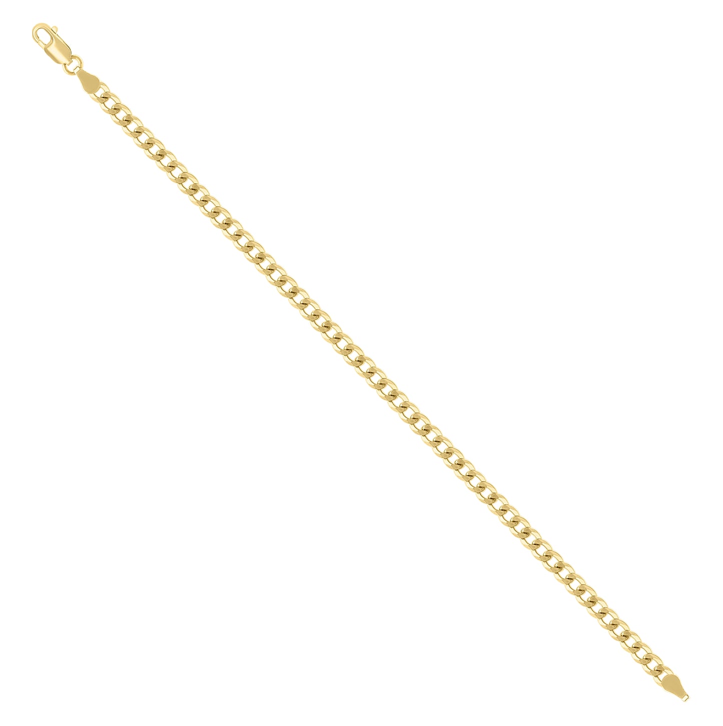 Sterling Silver Yellow-Tone Solid Super Flat Cuban Chain
