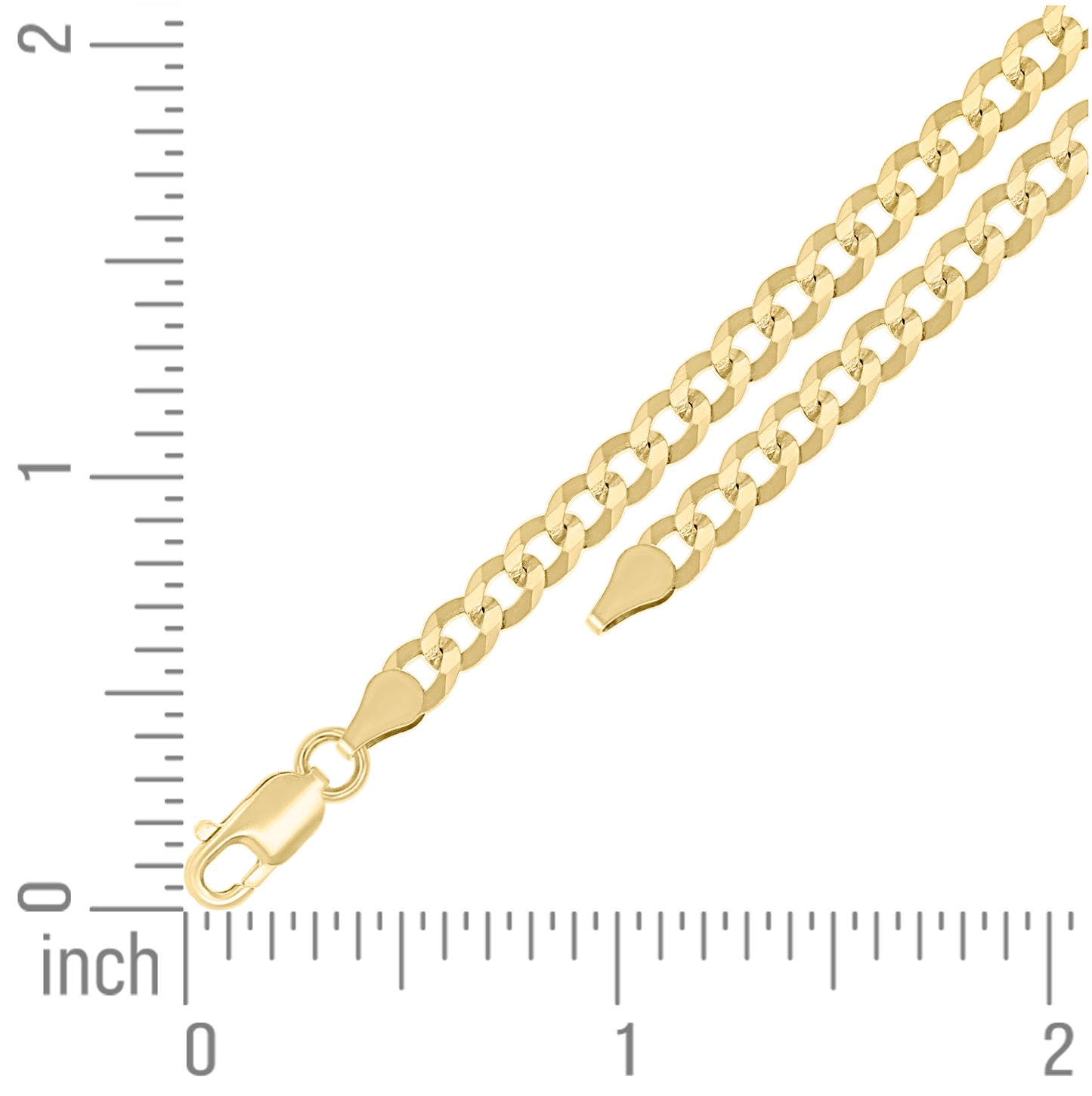 Sterling Silver Yellow-Tone Solid Super Flat Cuban Chain