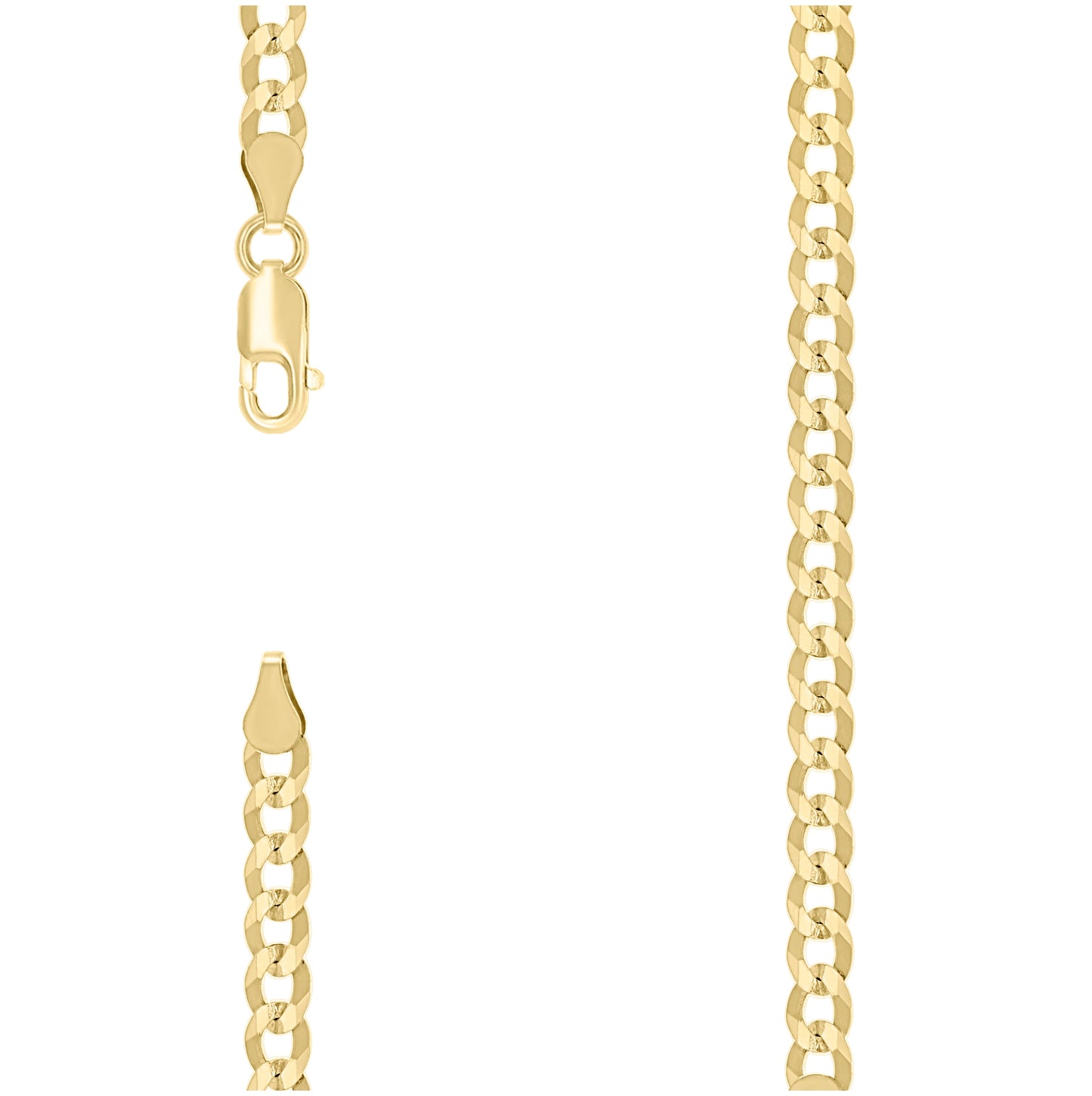 Sterling Silver Yellow-Tone Solid Super Flat Cuban Chain